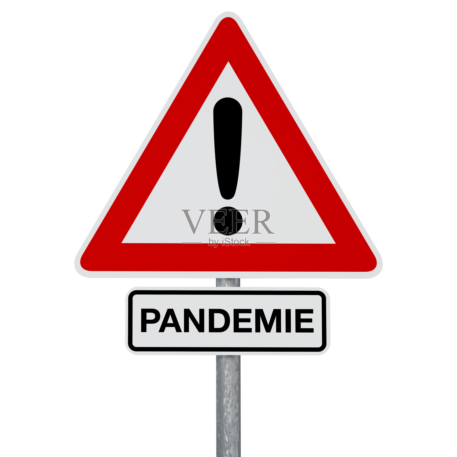 警告- PANDEMIE -德语文本-数字生成图像剪辑路径包括在内插画图片素材