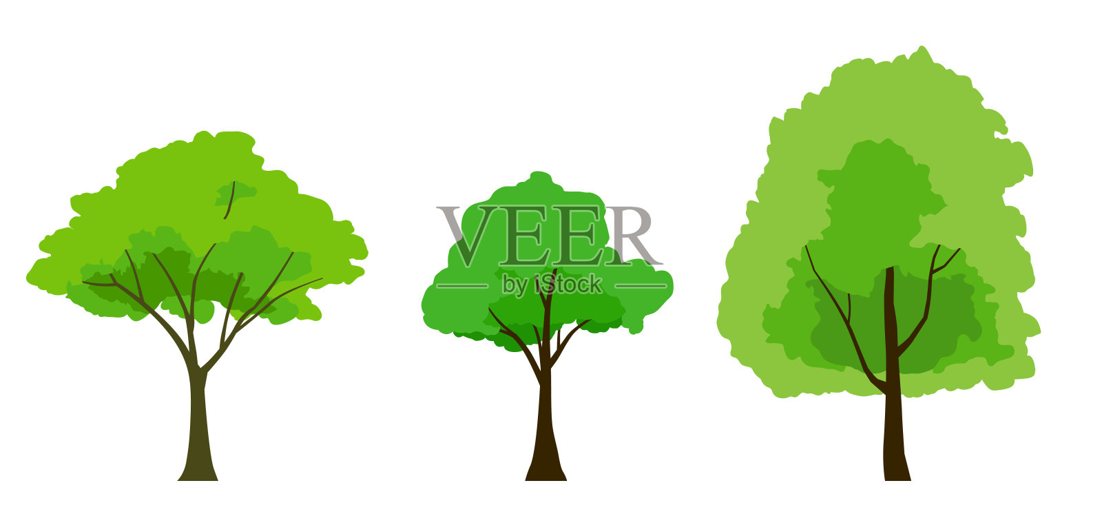 各种绿树的插图设计元素图片