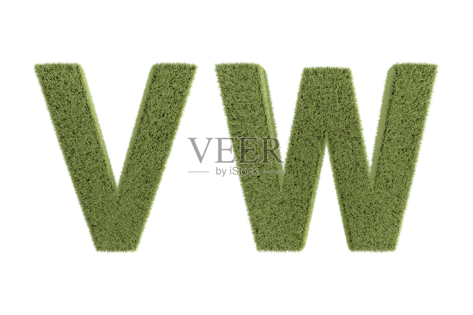 3D渲染自然草大写字母照片摄影图片