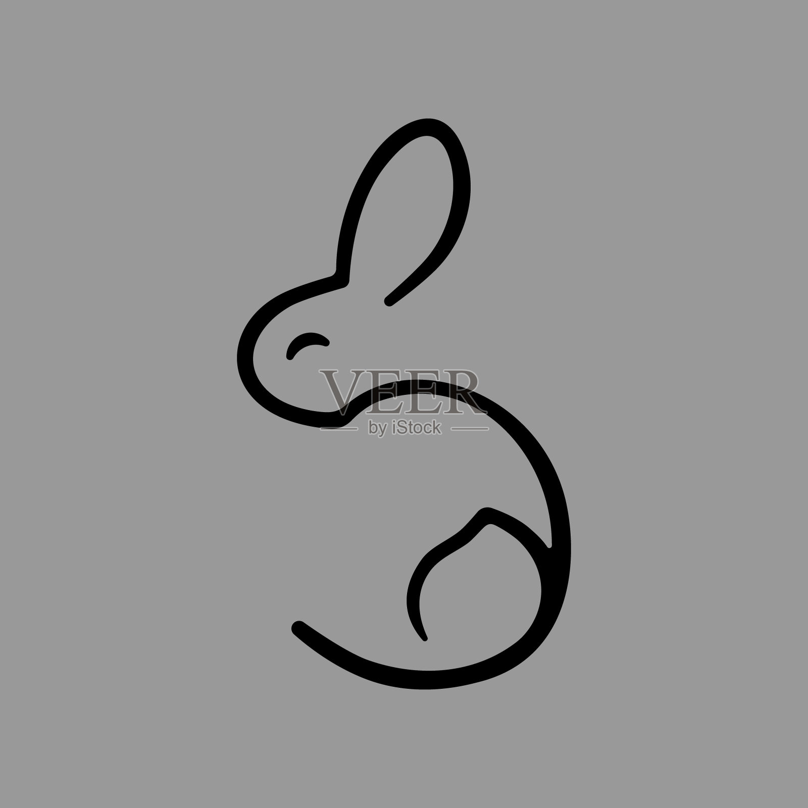 可爱的兔子象征在灰色的背景设计元素图片