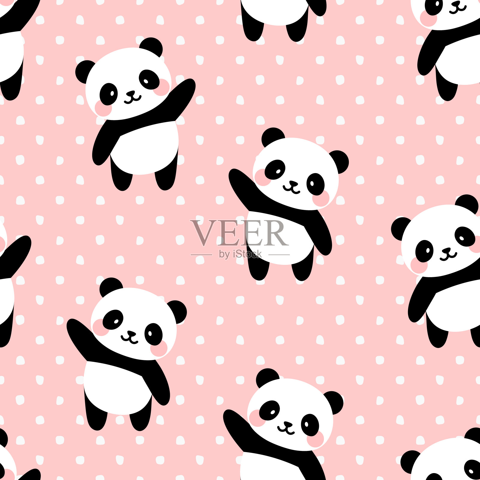 熊猫无缝图案背景插画图片素材