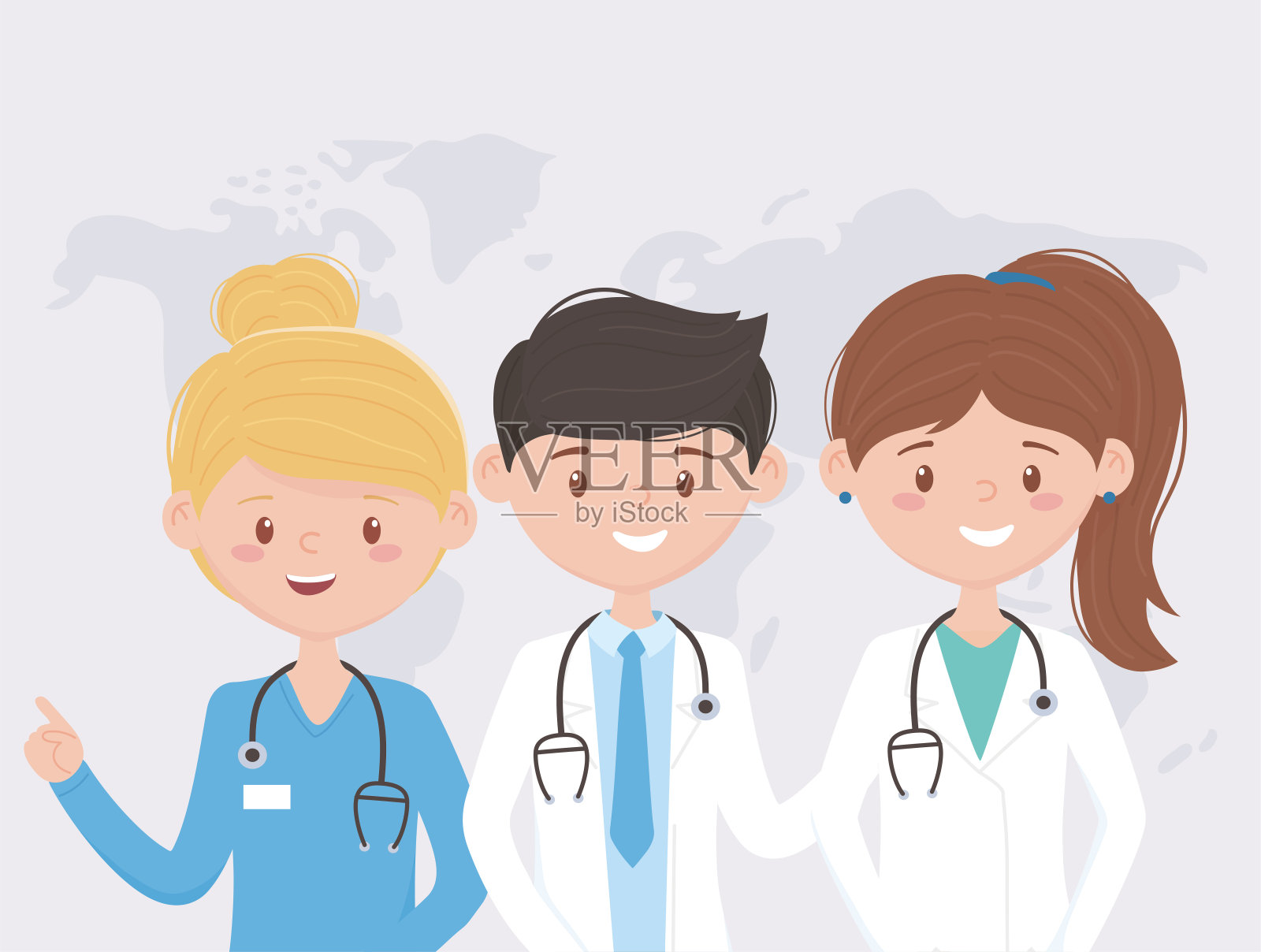 团队专业世界医务人员执业卡通人物插画图片素材