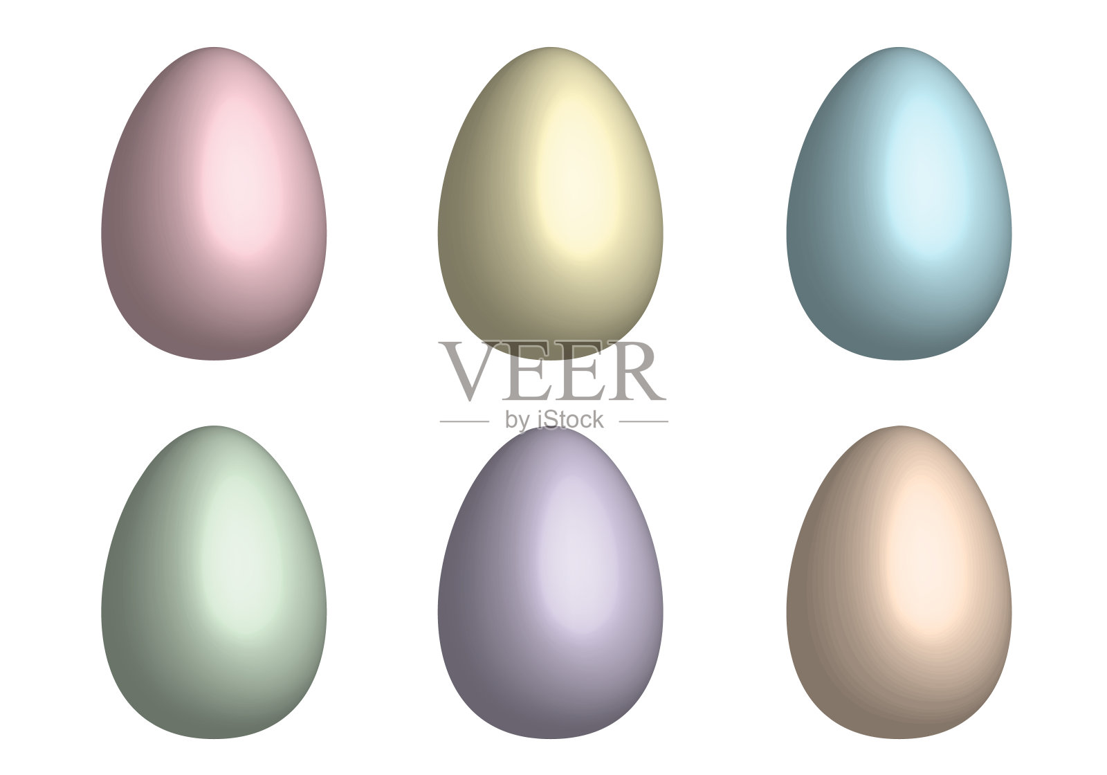 混合复活节彩蛋复活节假期3D设计孤立在白色背景插画图片素材