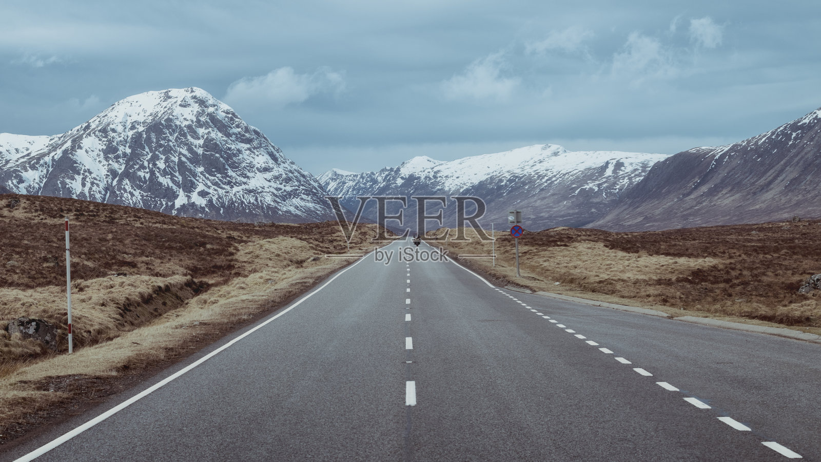 一条穿过苏格兰高地的公路照片摄影图片