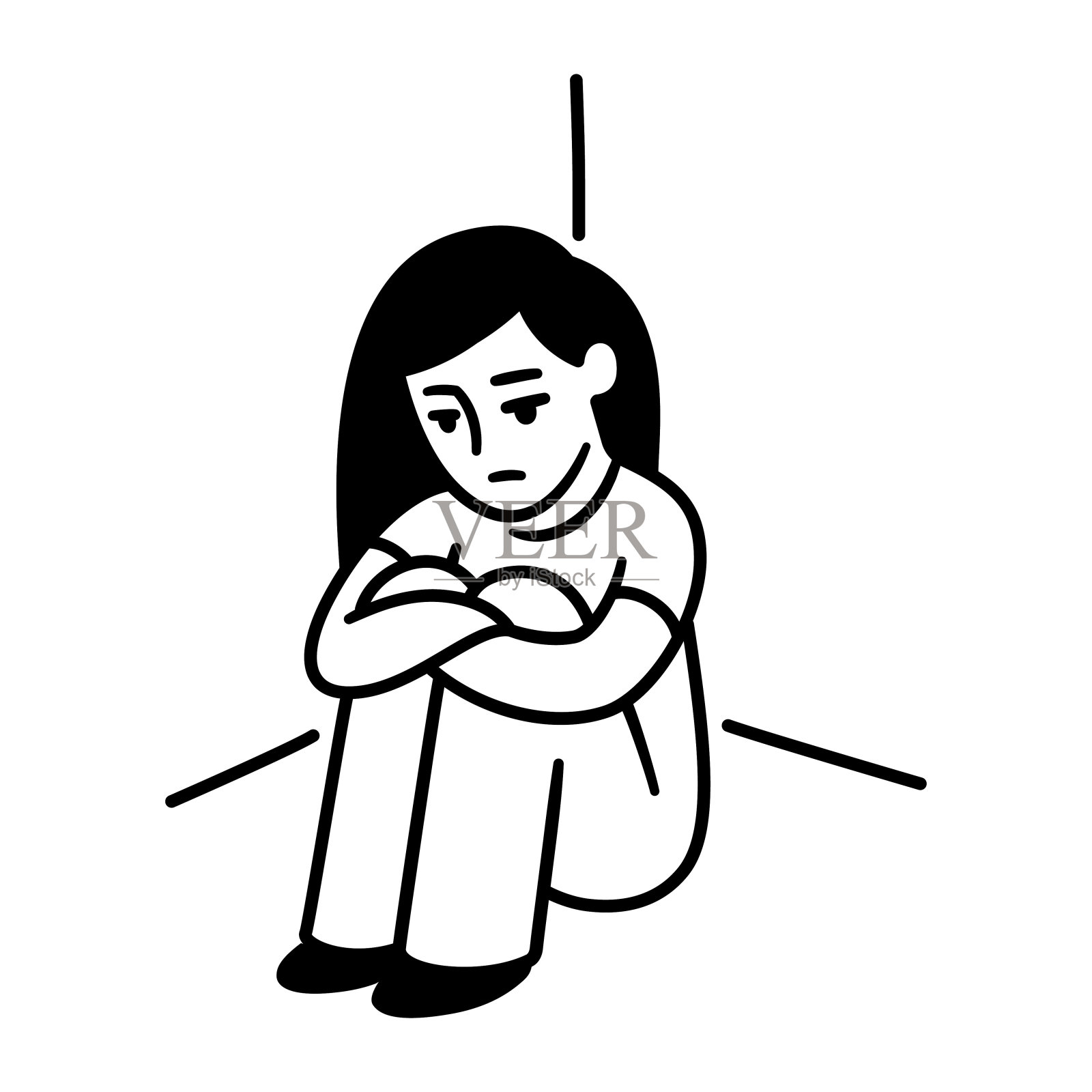 抑郁的少女插画图片素材