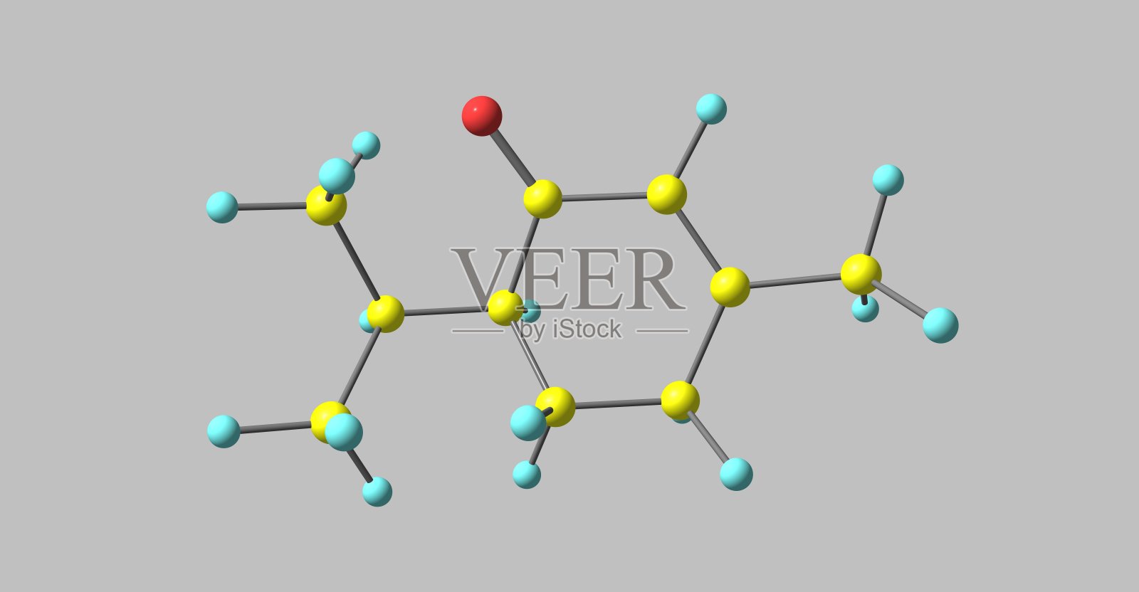 灰色上分离的哌瑞酮分子结构照片摄影图片
