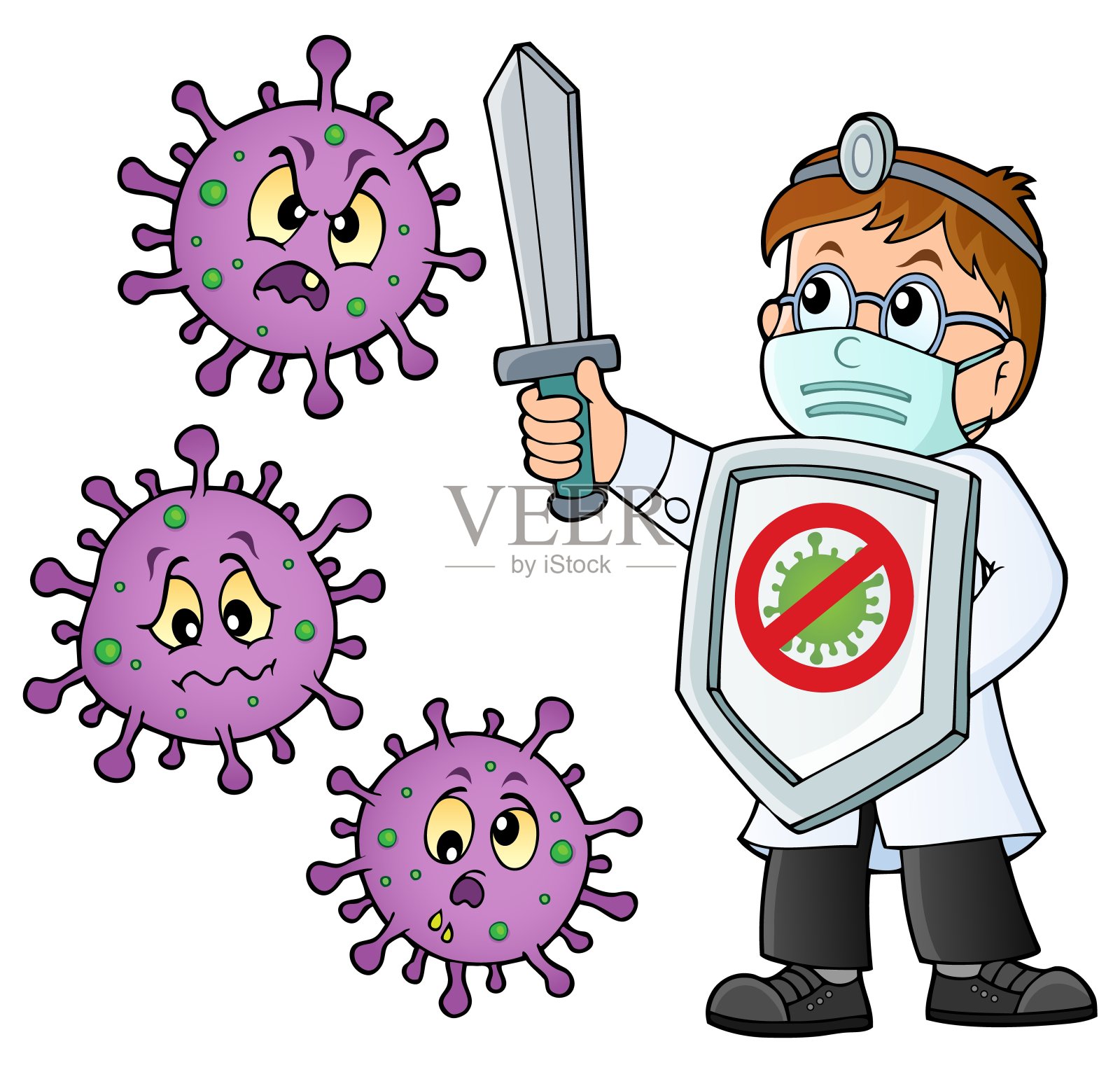 医生对抗病毒主题图像3插画图片素材