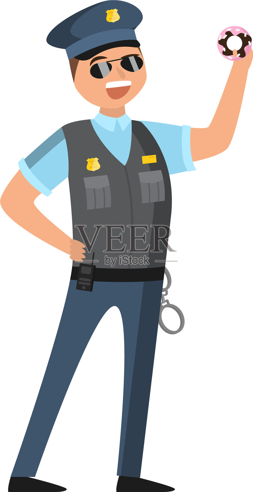 身穿蓝色制服，佩戴警徽的警察设计元素图片