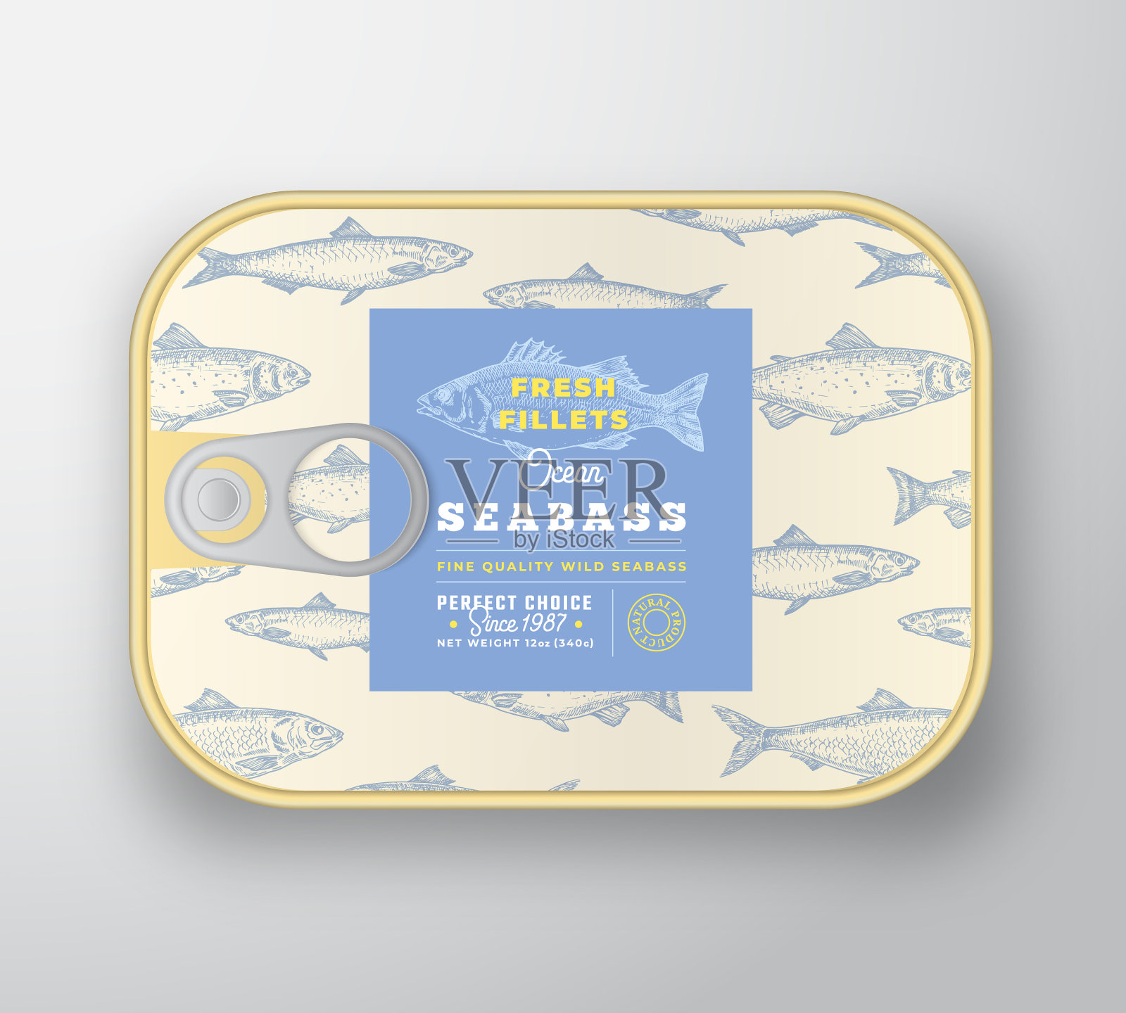 鱼罐头标签模板摘要鱼插画图片素材