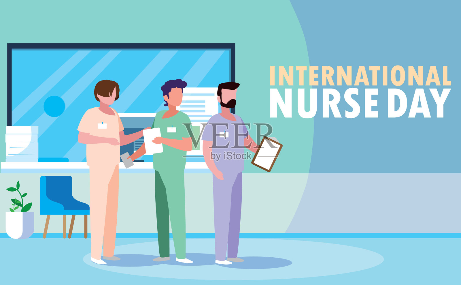 国际护士节与组插画图片素材