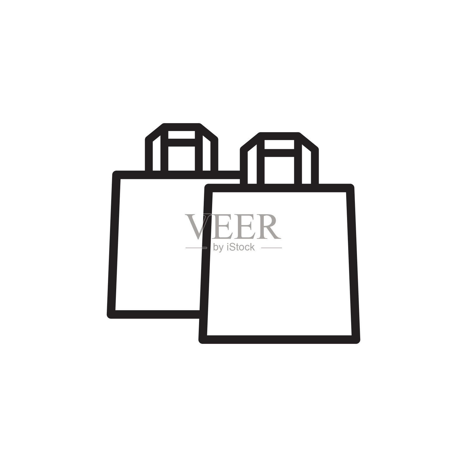 购物袋图标在时尚的扁平风格图标素材