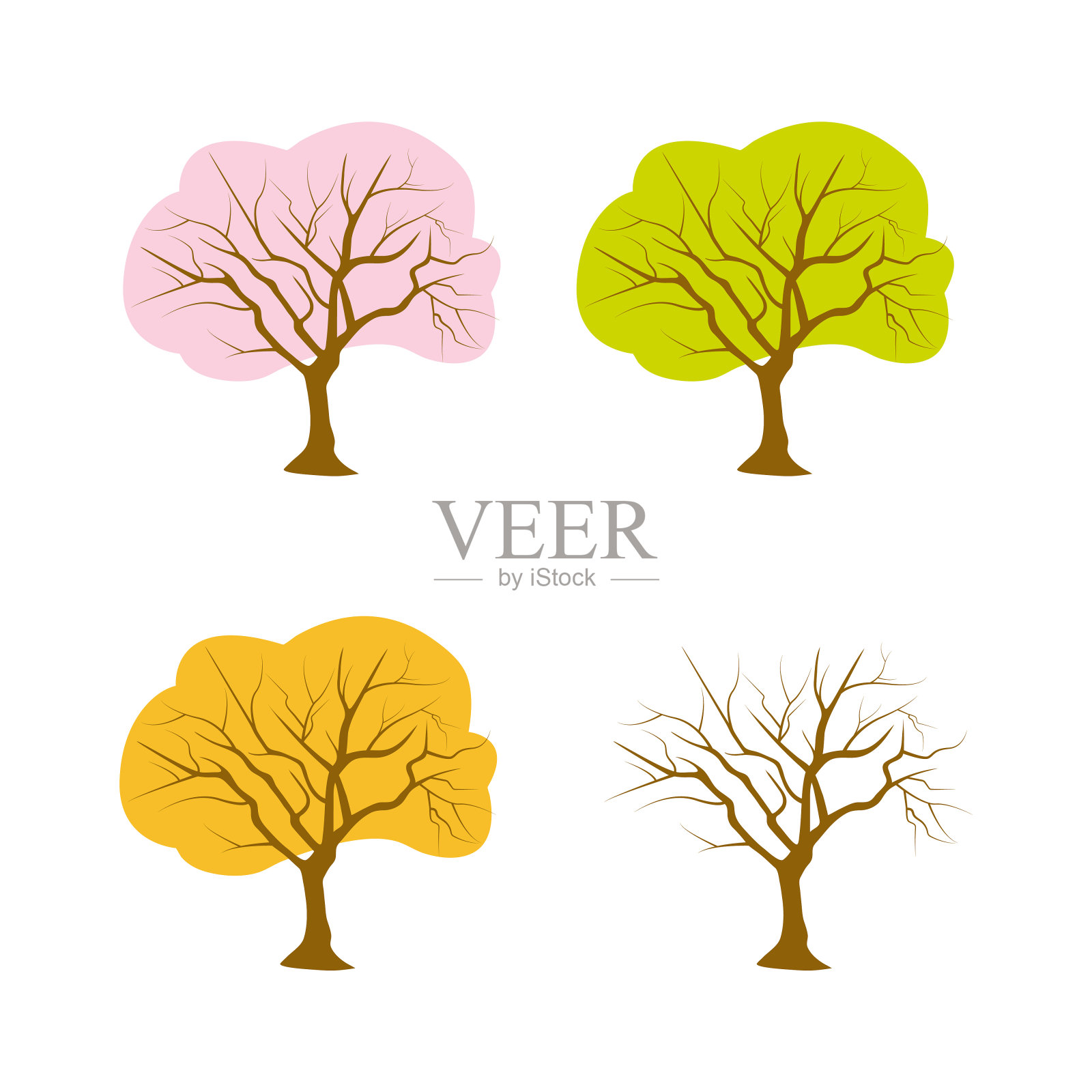 树在四季中设置设计元素图片