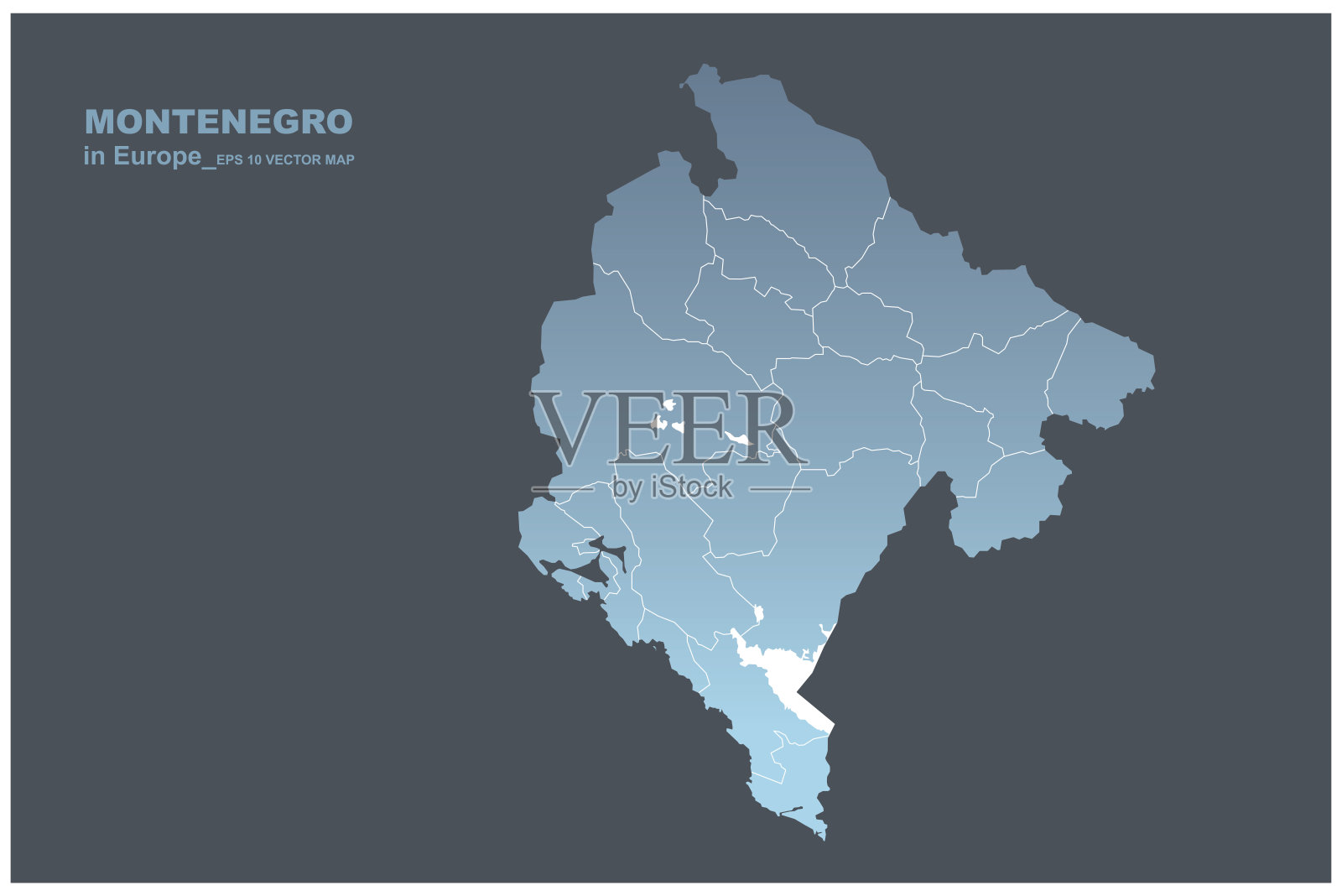 黑山共和国地图。矢量地图的黑山在欧洲国家。插画图片素材