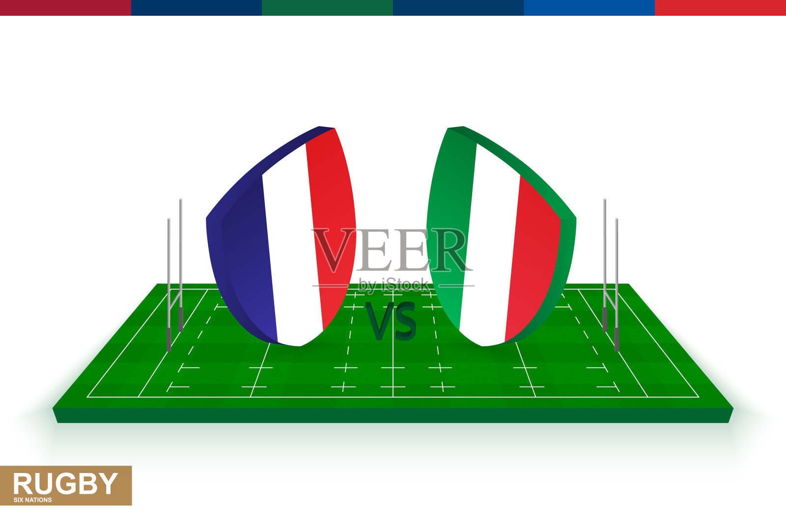 法国队和意大利队在格林菲尔德球场插画图片素材