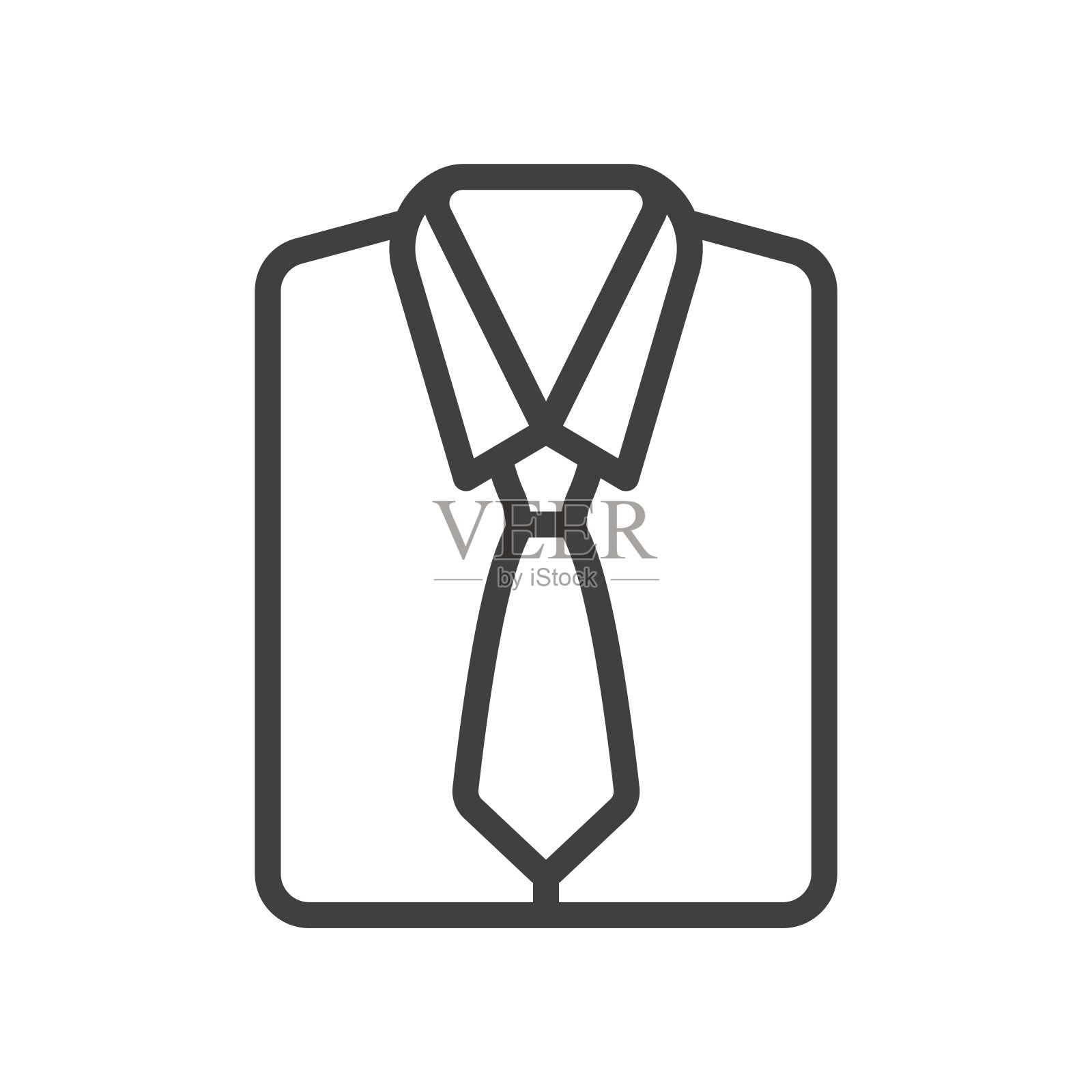 一个折叠的男人衬衫与领带的图标。简单的线性图像。孤立的矢量在白色的背景。设计元素图片
