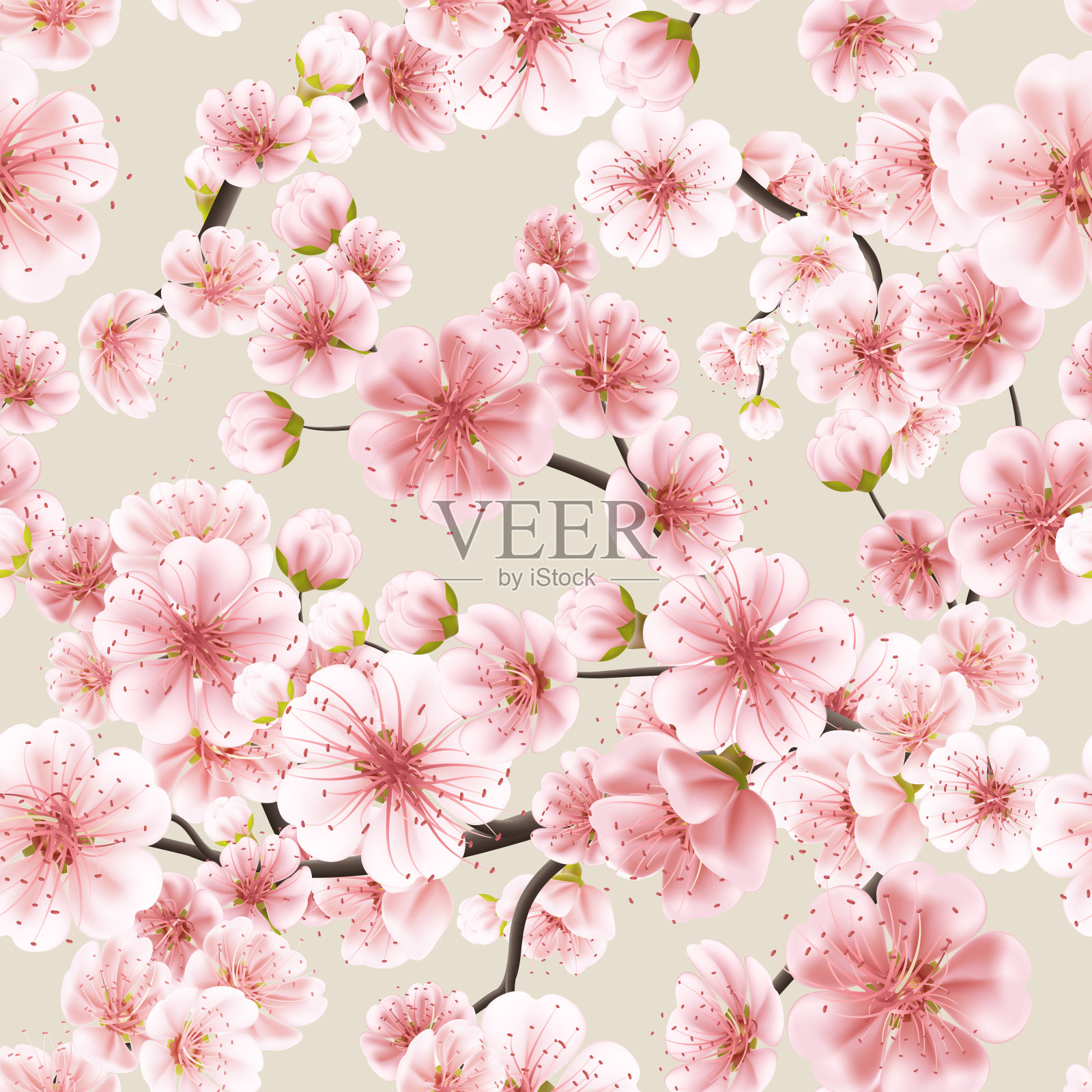 无缝的粉红色樱花。每股收益10插画图片素材