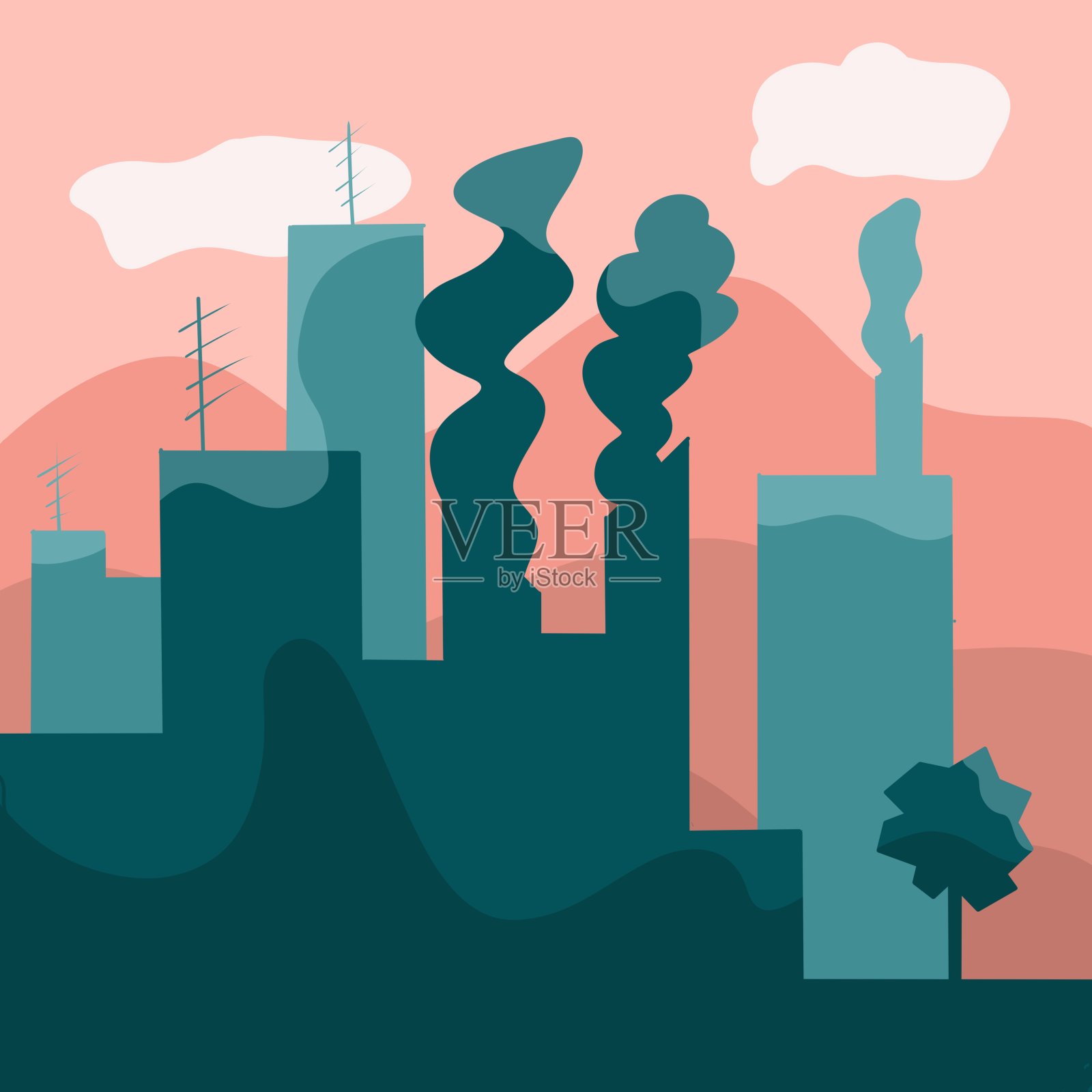 城市的污染问题插画图片素材