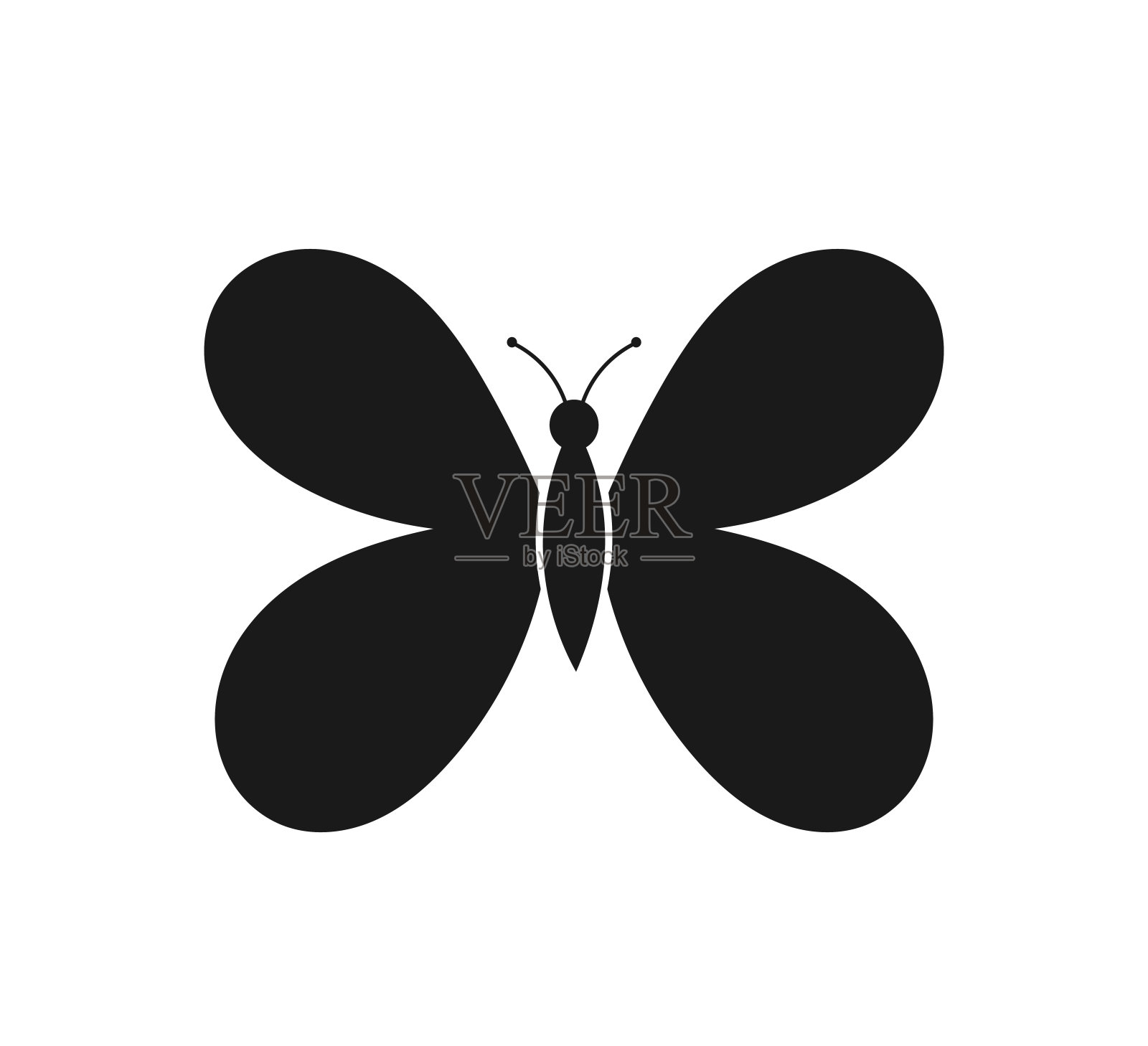 蝴蝶黑图标。设计元素图片