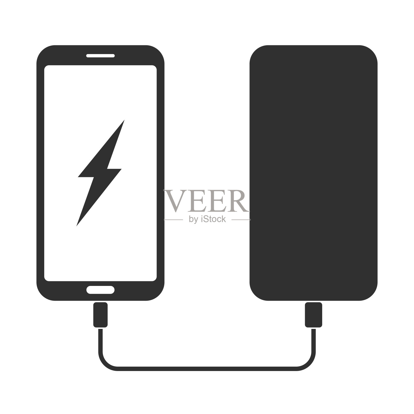 手机从便携式电池或充电宝充电的图标设计元素图片