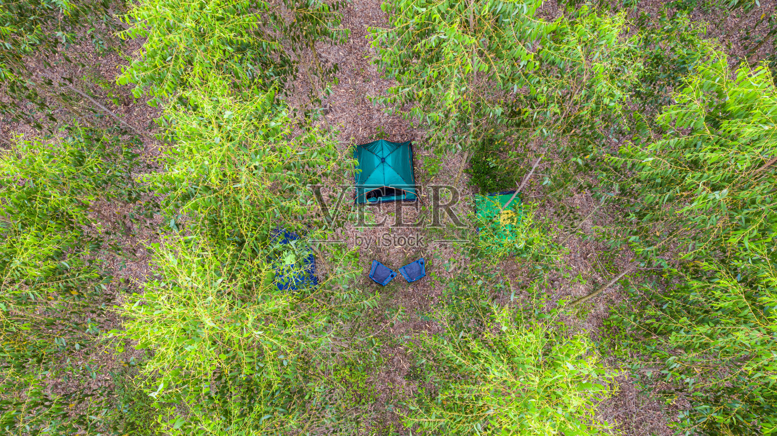 俯视图露营和帐篷在森林照片摄影图片