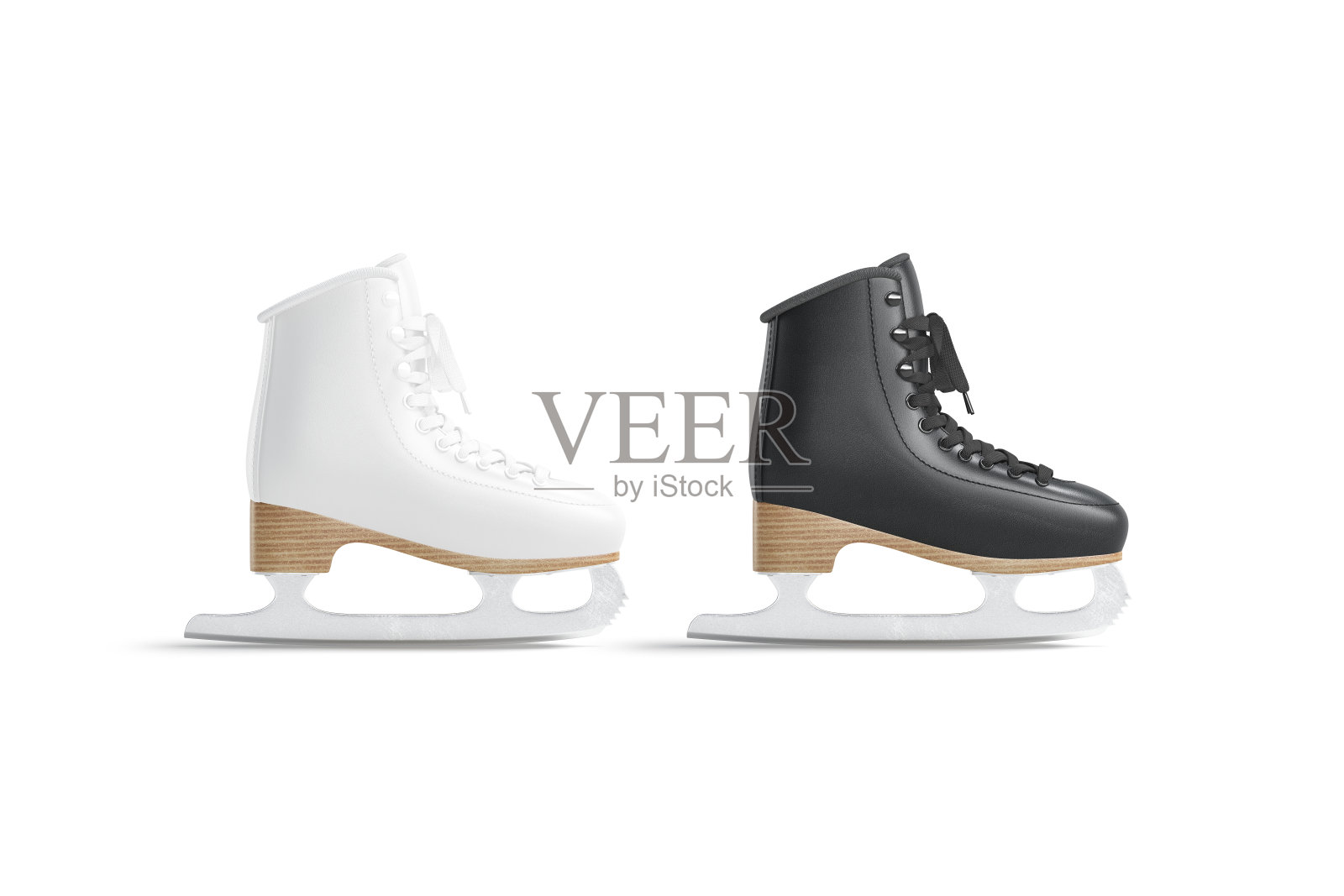空白的黑色和白色溜冰鞋模型集，孤立照片摄影图片