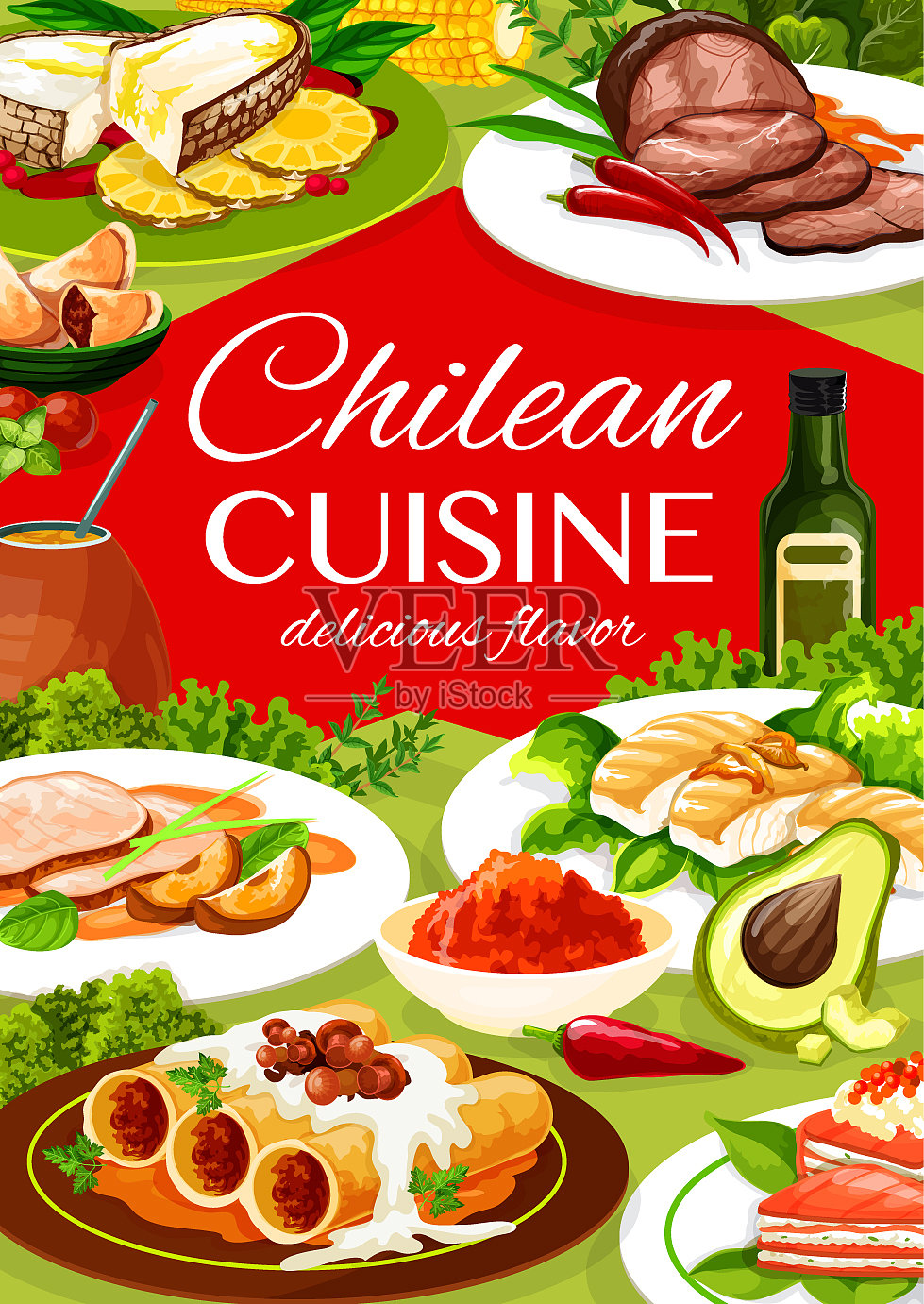 南美智利传统美食插画图片素材