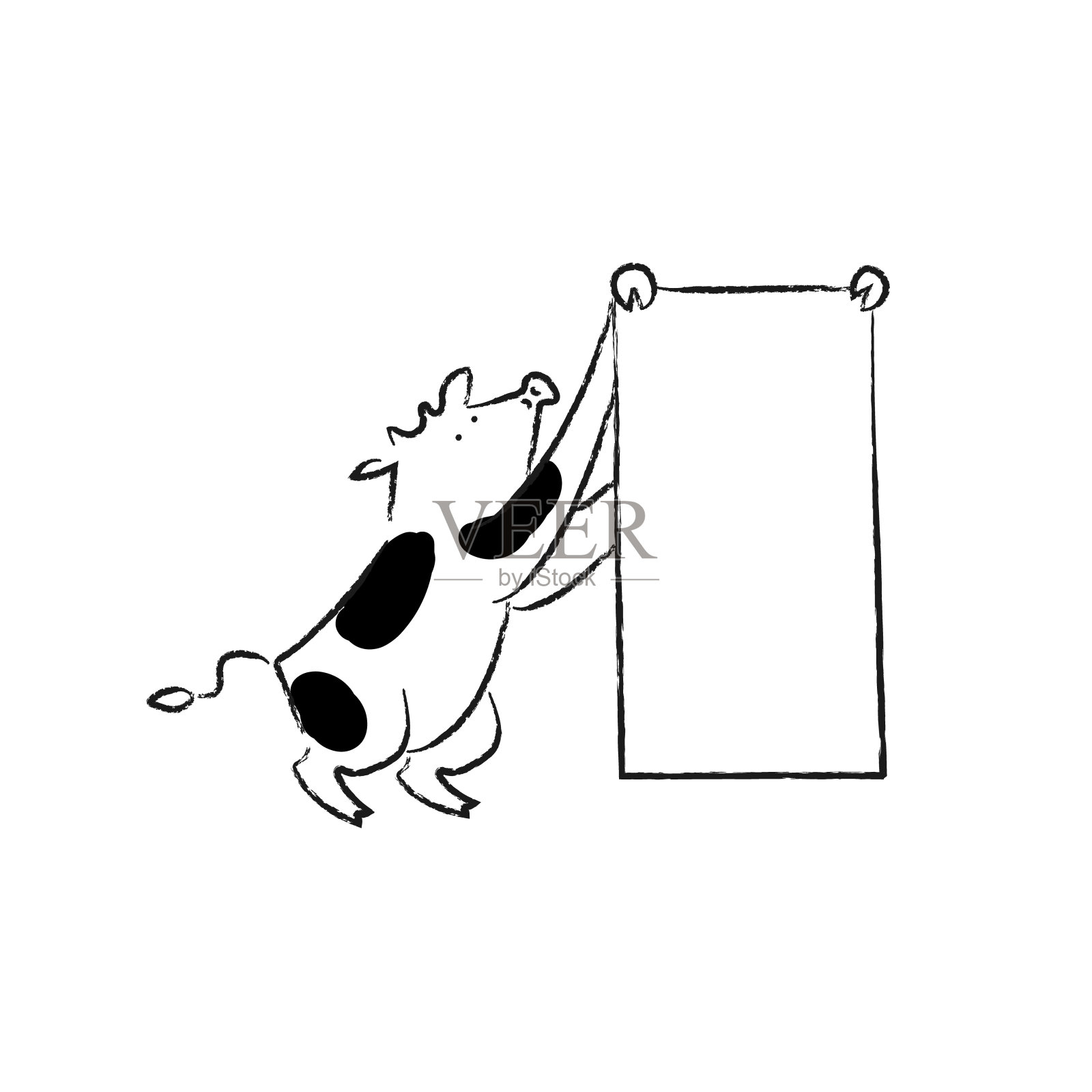 一头奶牛，能显示你开头的字母插画图片素材