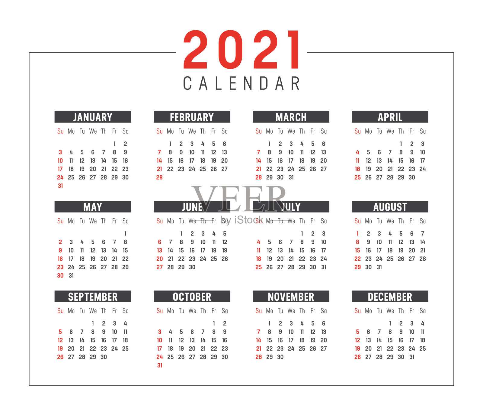 2021年日历矢量模板插画图片素材