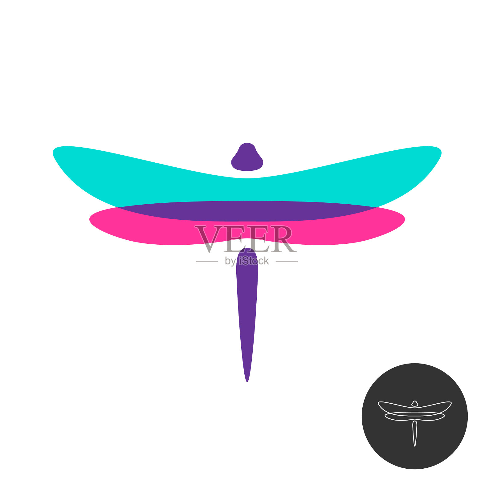蜻蜓昆虫创意透明标志飞设计元素图片