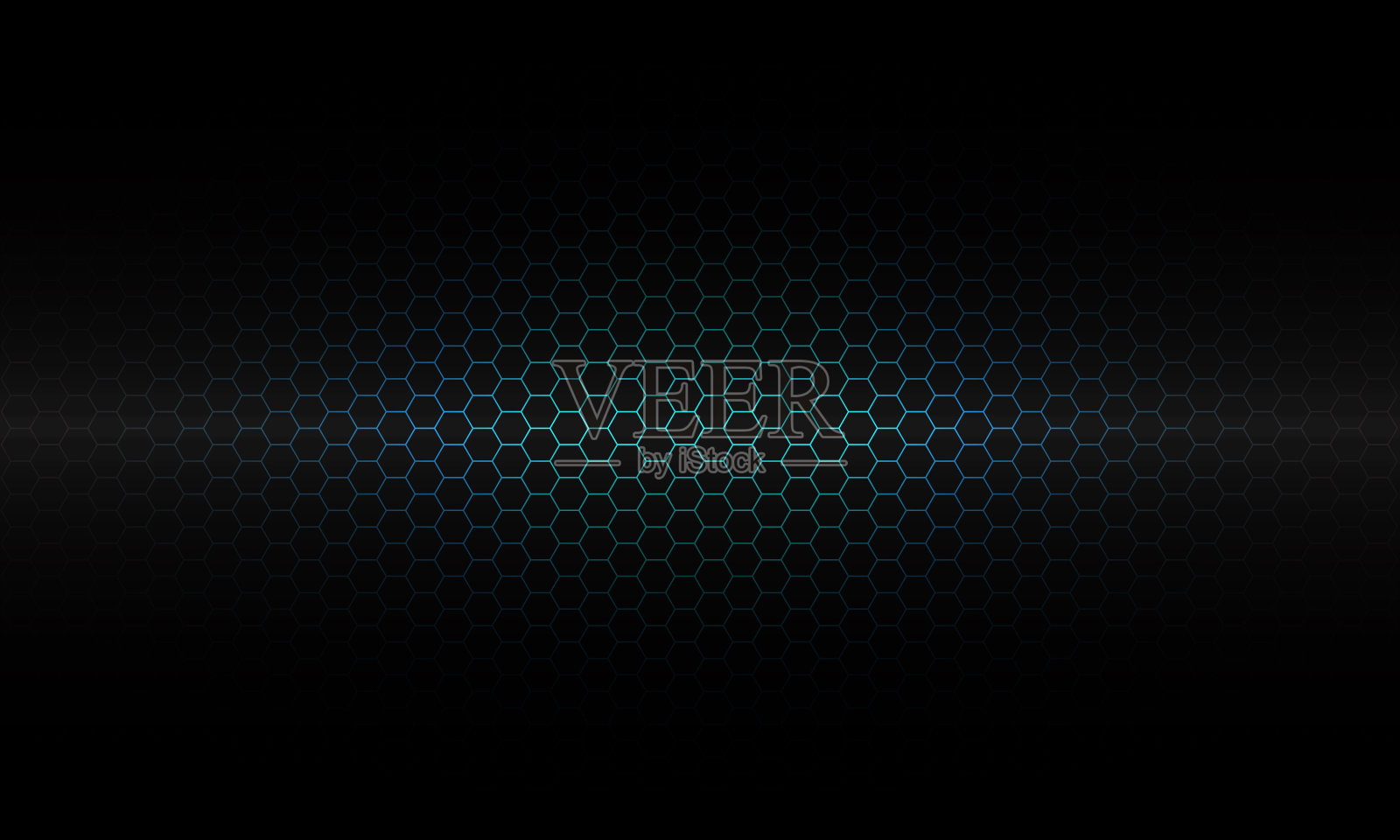 抽象的蓝色六边形网格模式灯光在黑色豪华的背景纹理矢量插图。插画图片素材