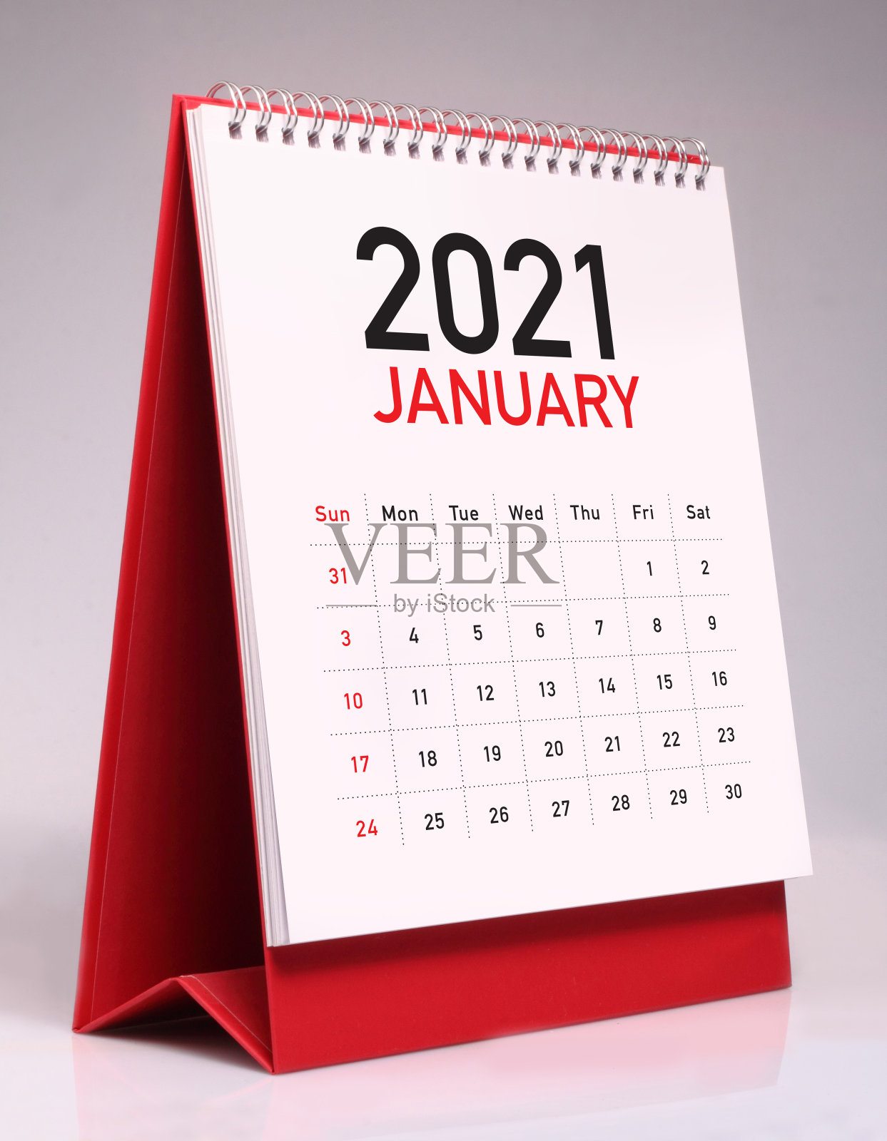 简单的办公桌日历2021 - 1月照片摄影图片