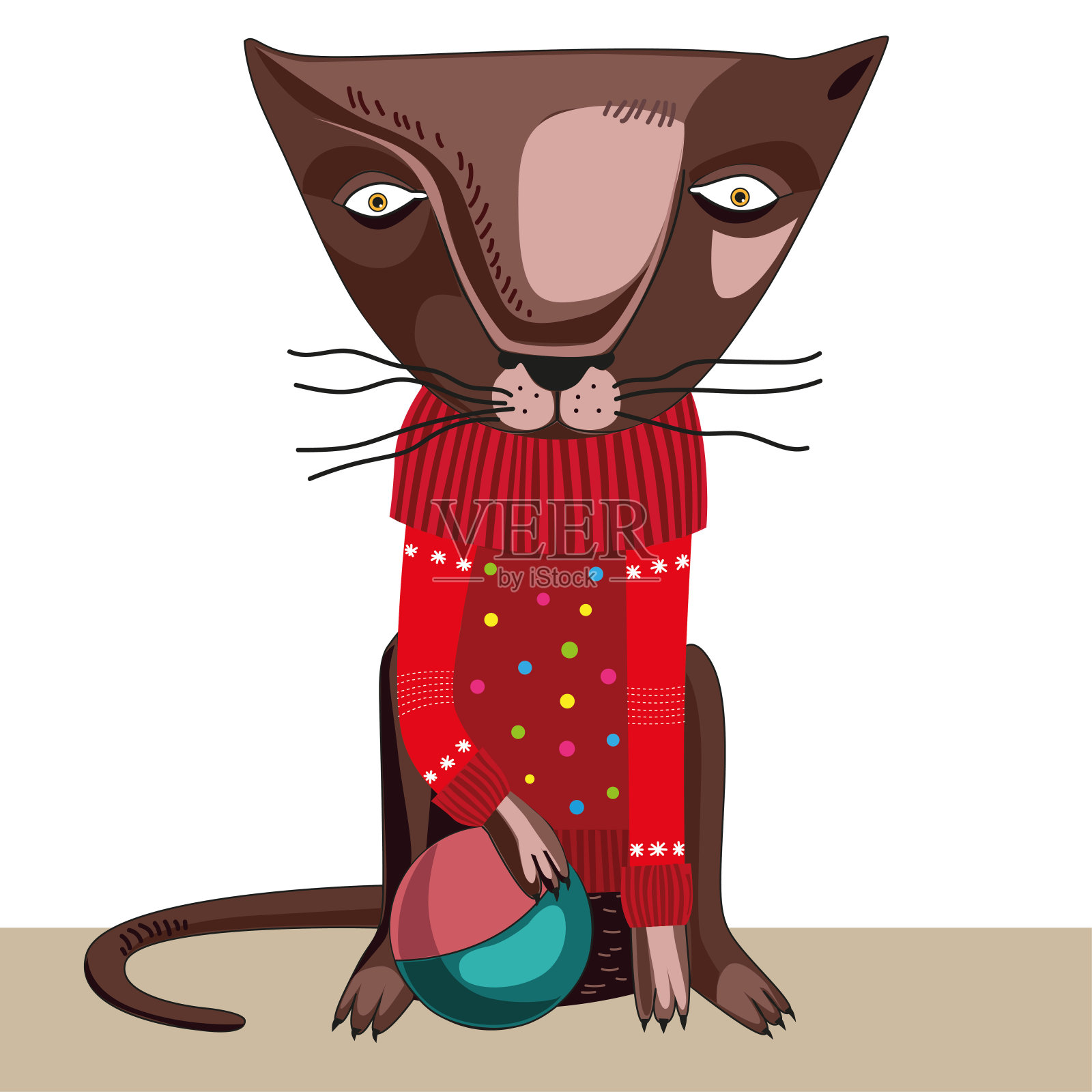穿着圣诞毛衣的猫插画图片素材