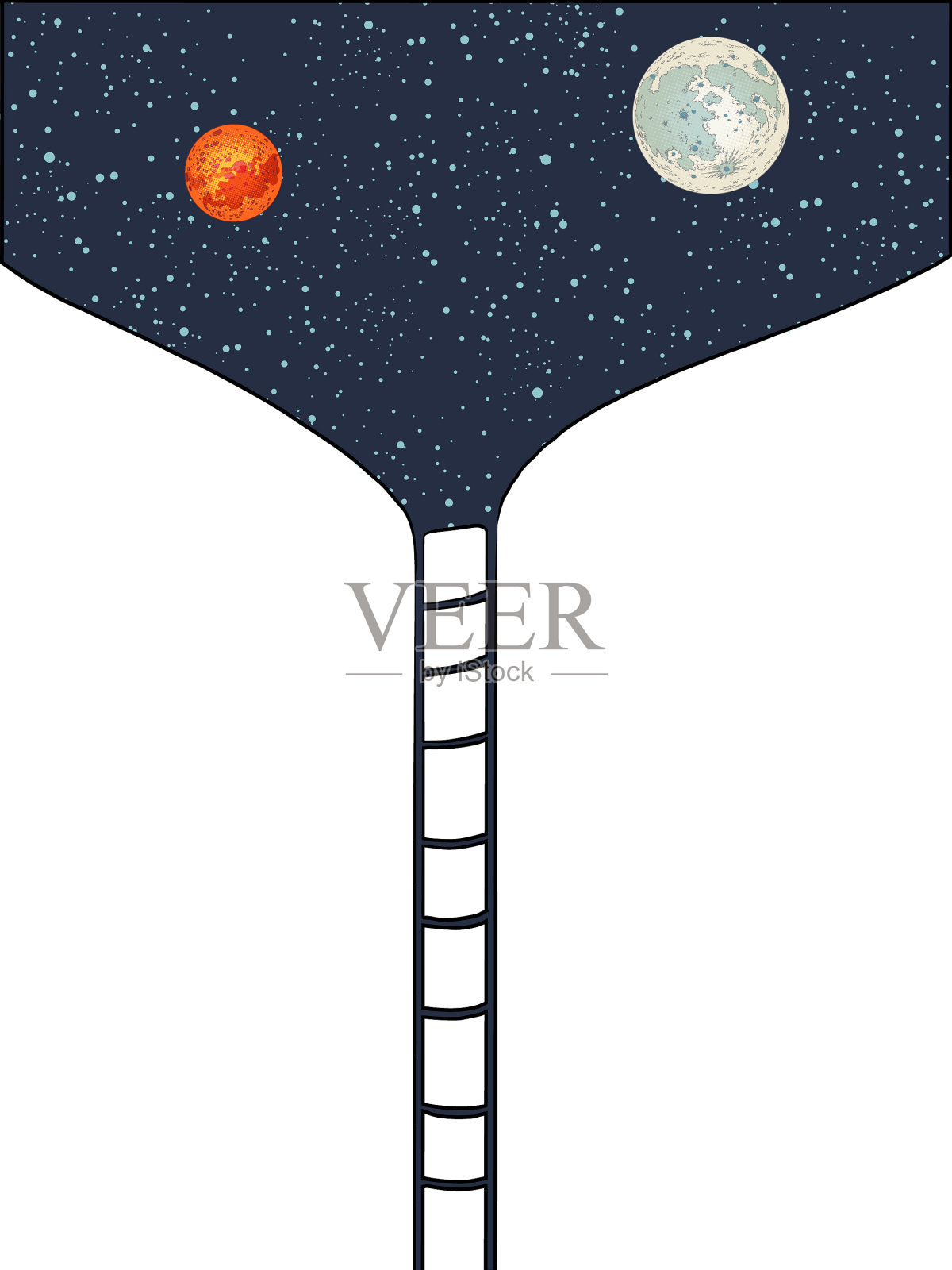 通往太空、月球和火星的阶梯插画图片素材