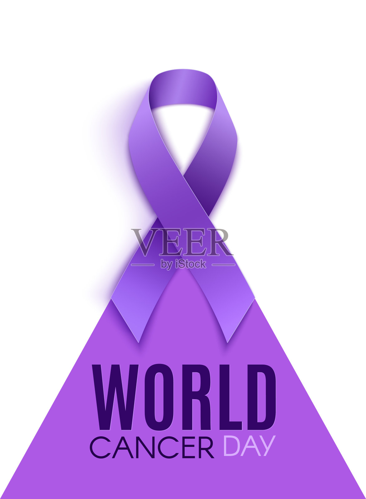 世界癌症日概念海报背景用紫色丝带。设计元素图片