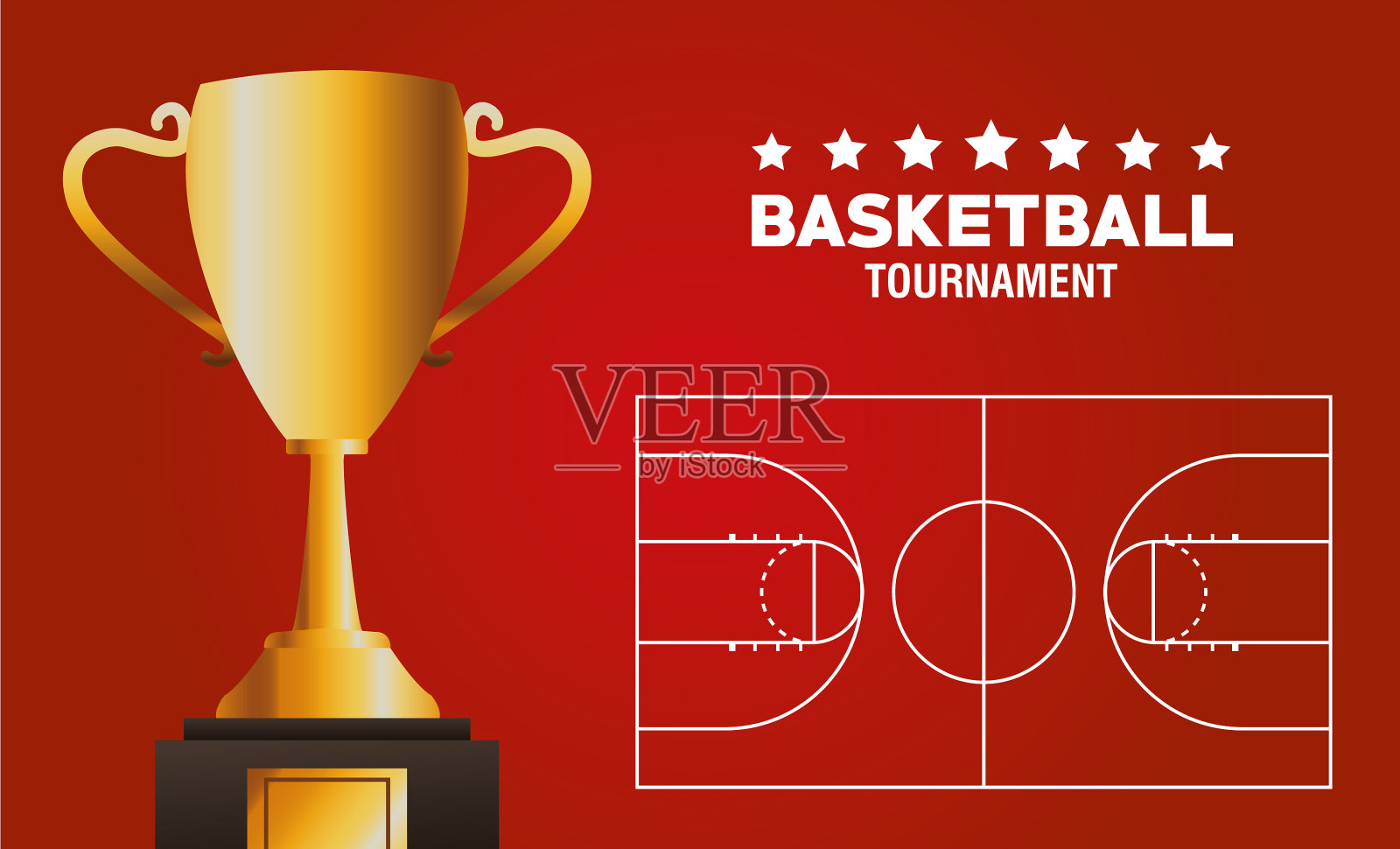 篮球运动海报与奖杯设计模板素材