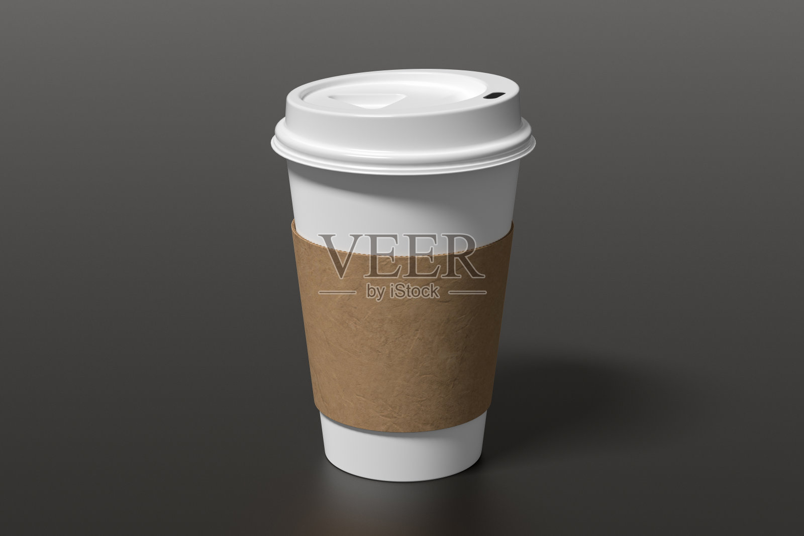 白色带走咖啡纸杯模拟与白色盖与holder在黑色的背景。照片摄影图片