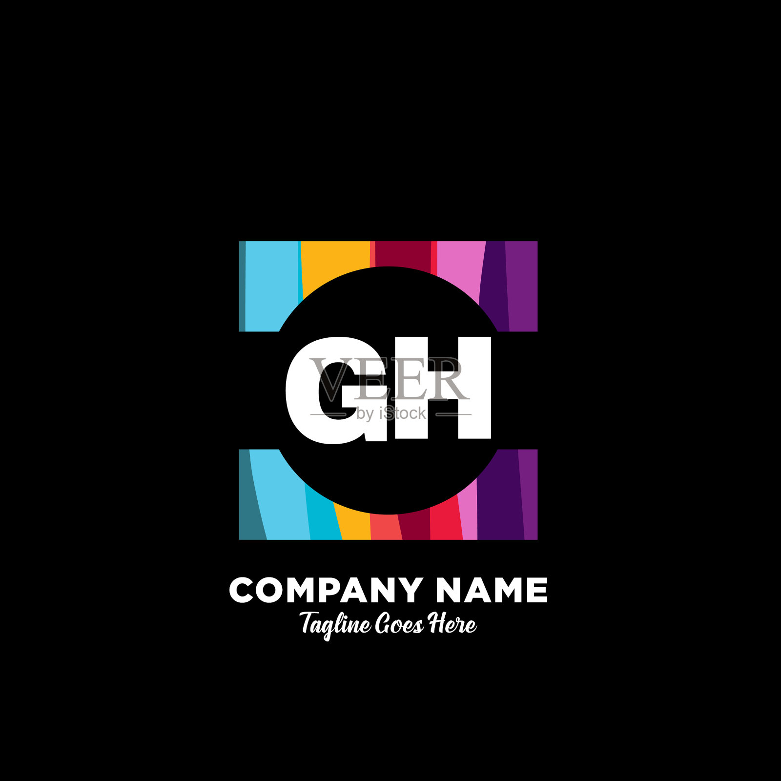 Gh初始标志与彩色模板设计元素图片
