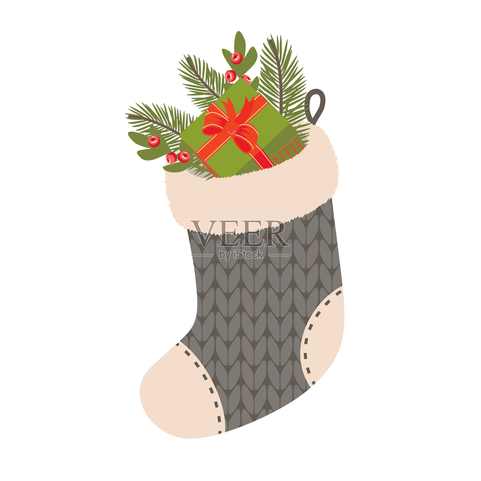 带礼物的圣诞袜插画图片素材