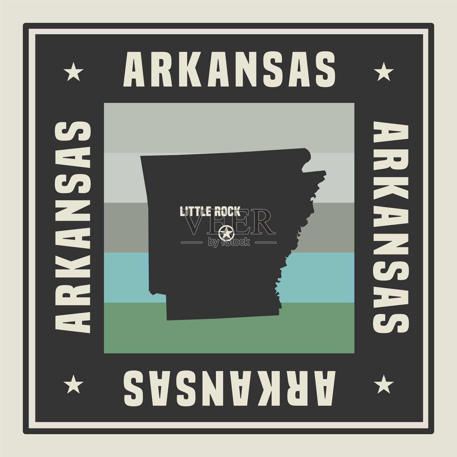 抽象的方形邮票或签名与美国阿肯色州的名字插画图片素材