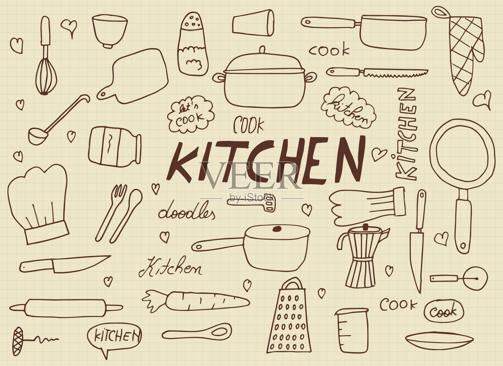 厨房元素手绘矢量插图插画图片素材