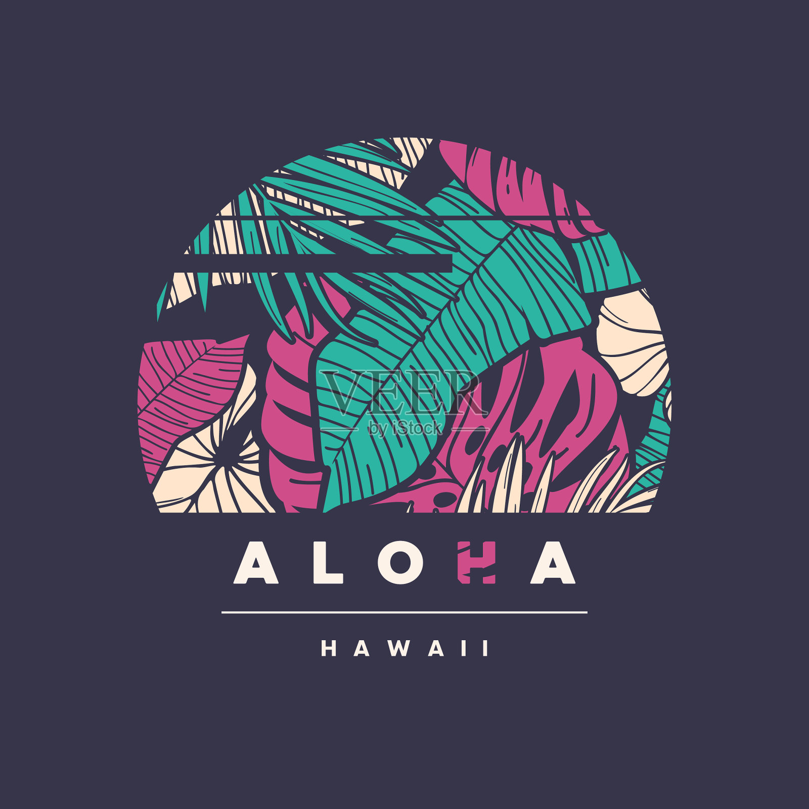 夏威夷彩色热带t恤插画图片素材