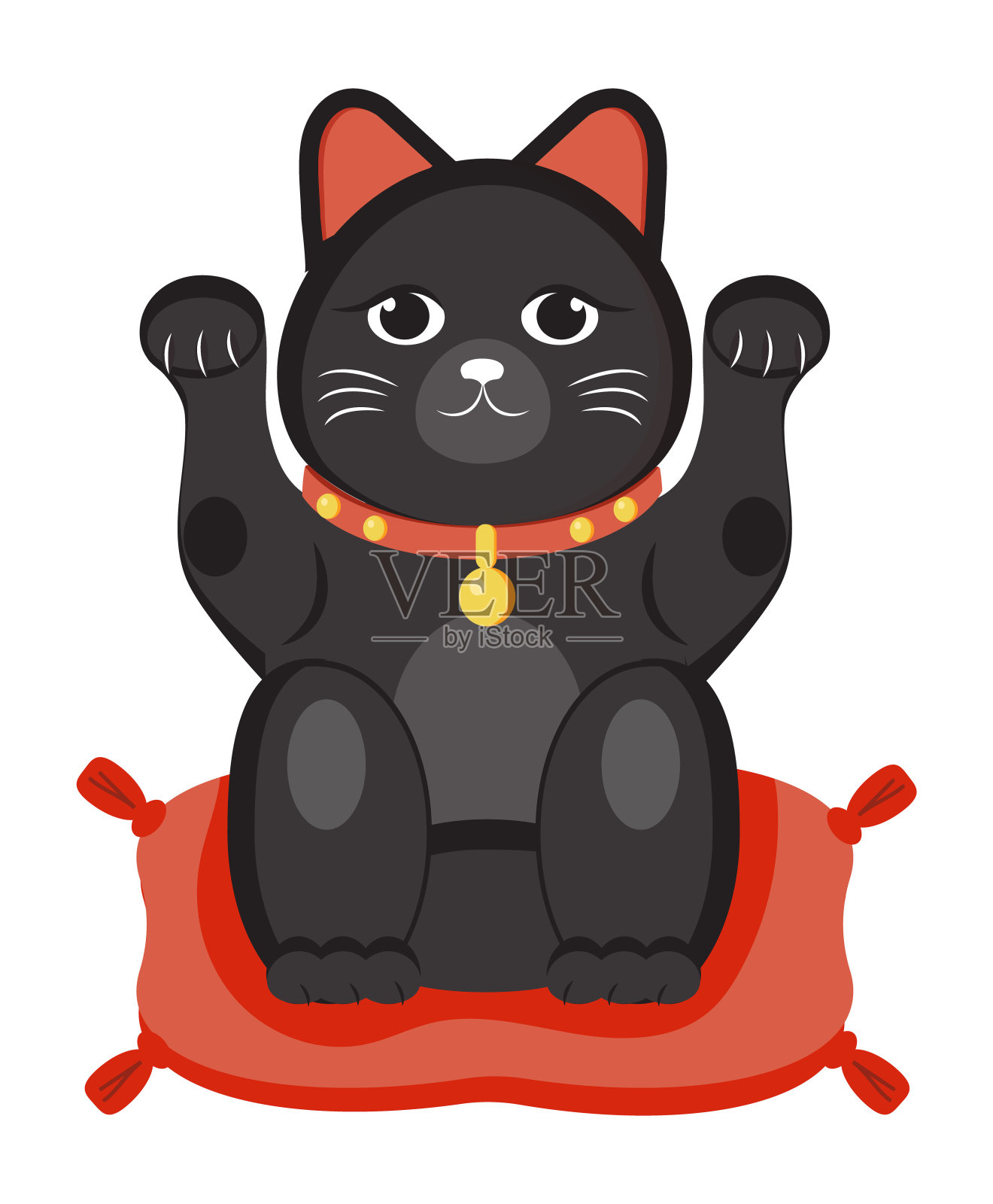 Maneki neko向量。日本传统文化中的幸运猫。护身符或吉祥物的象征插画图片素材