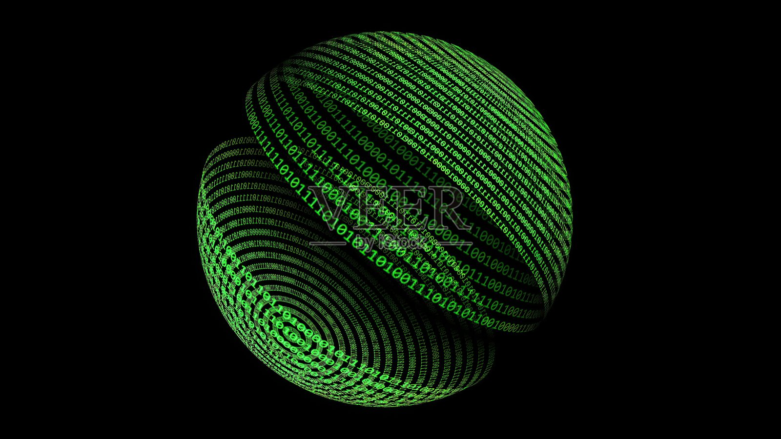 二进制数据旋转球体概念3d插图照片摄影图片