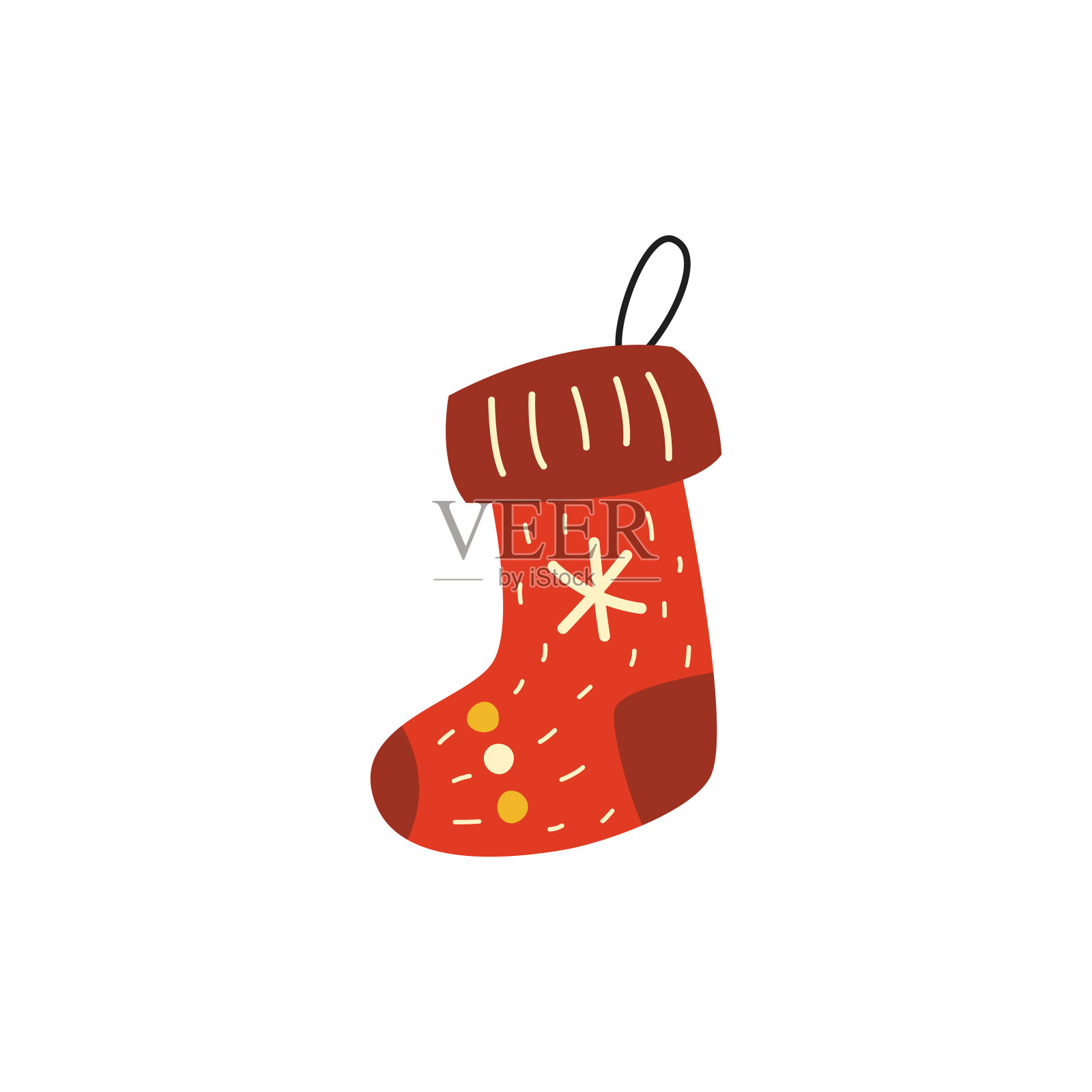 圣诞袜子。矢量最小平面设计插图上的白色背景插画图片素材