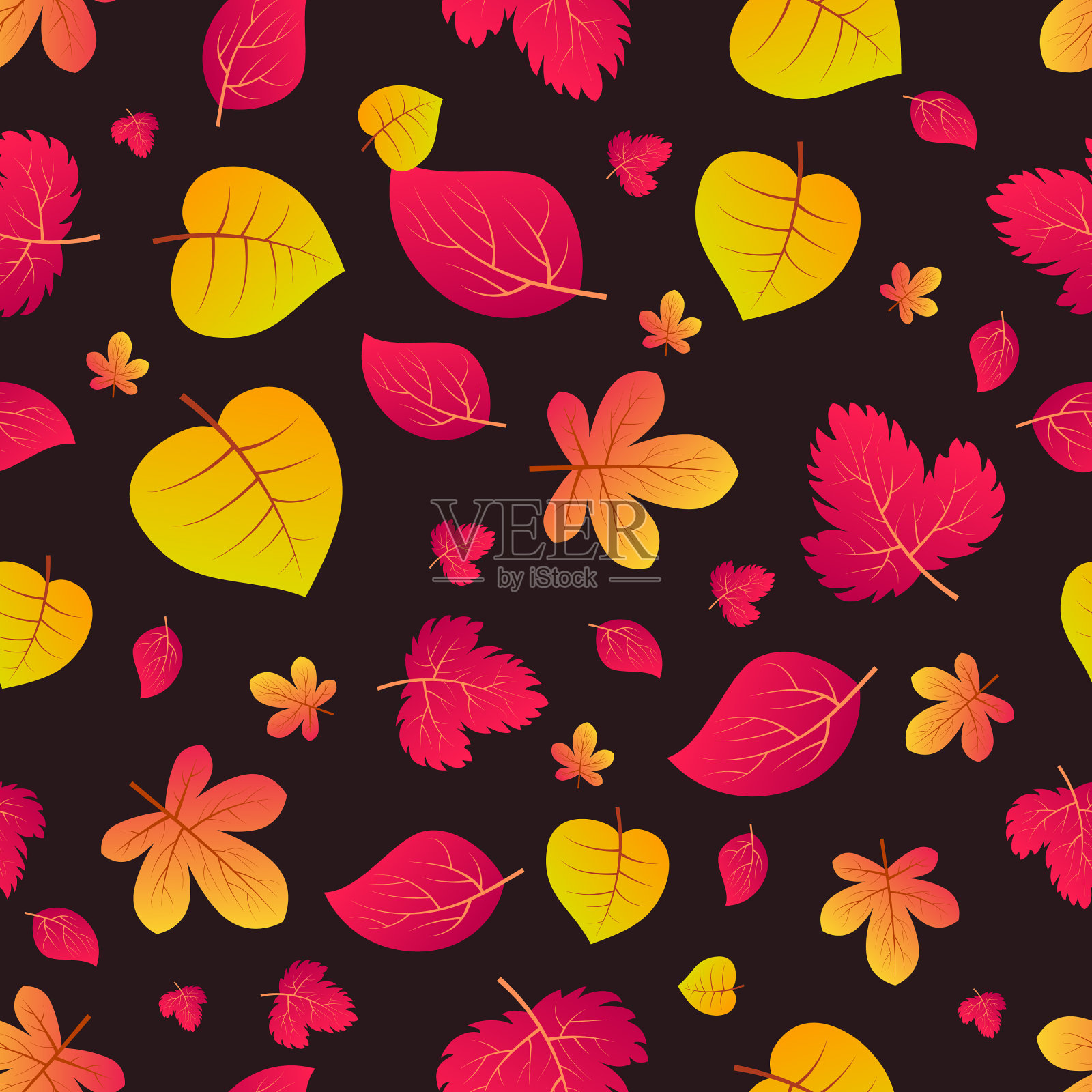 秋天无缝的背景与五颜六色的树叶背景图片素材