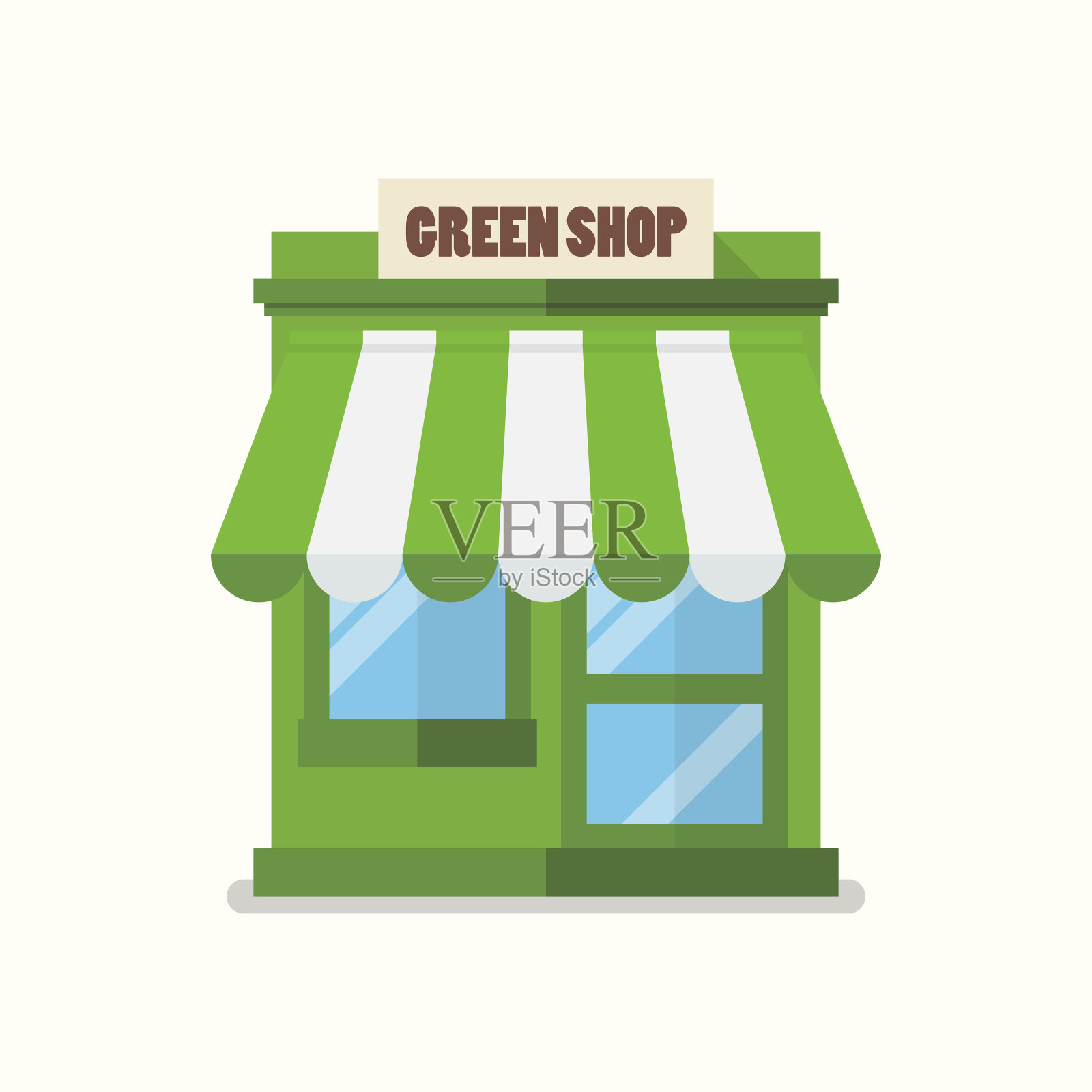 绿色商店商店平面图标插画图片素材