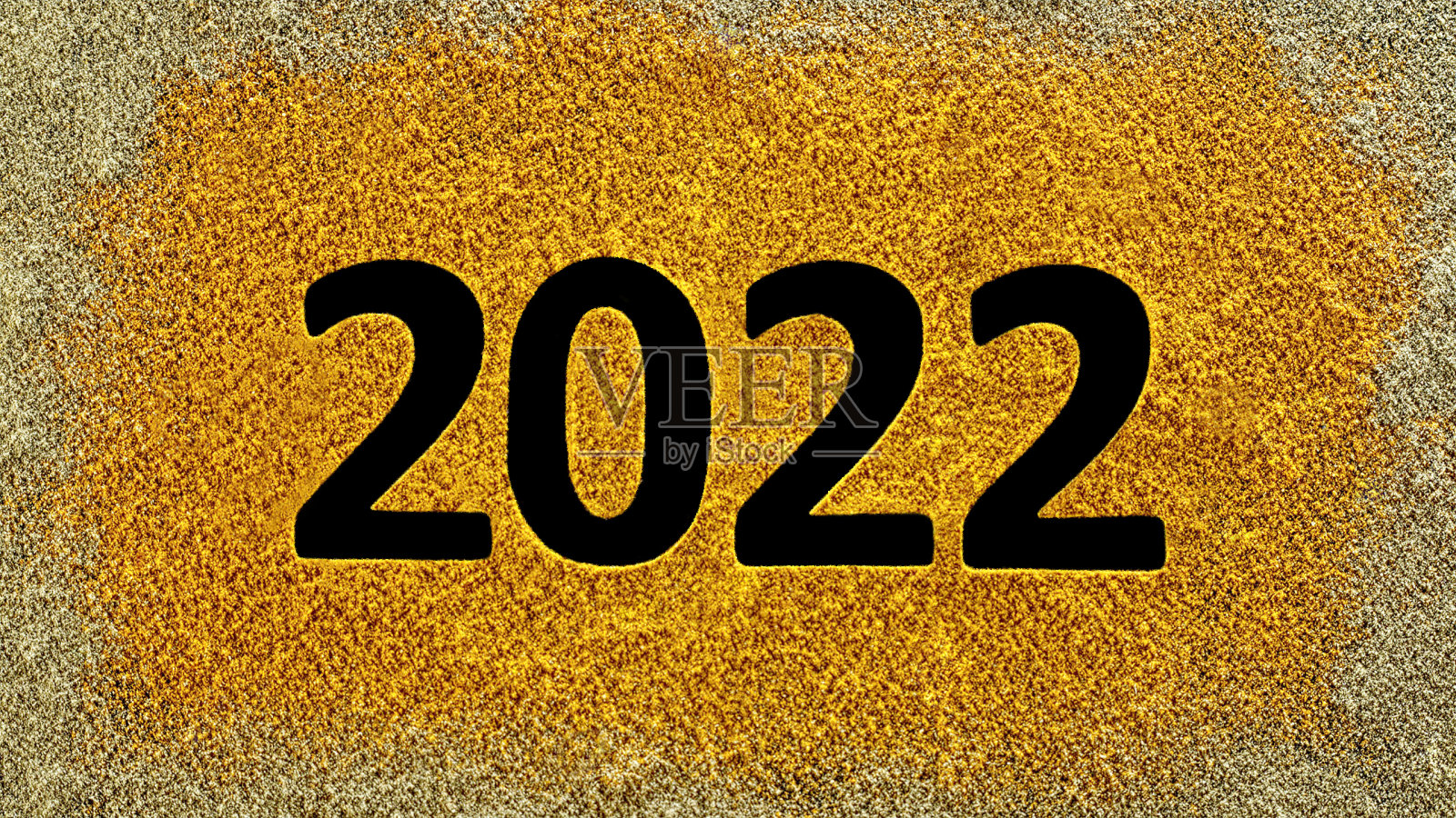 “NUMBER 2022”的特写出现在彩色尘埃中照片摄影图片