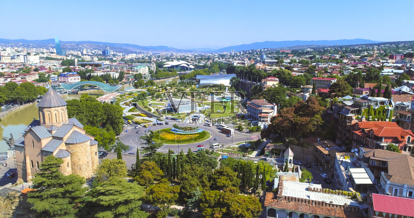 格鲁吉亚第比利斯空中城市景观照片摄影图片