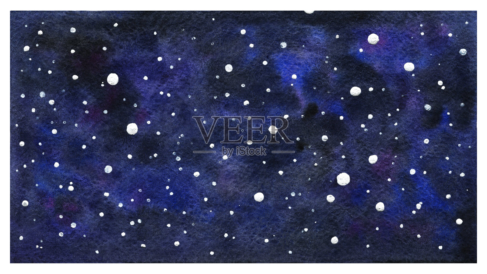 宇宙的水彩纹理。一个别致的蓝色和紫色点缀着白色星星的装饰品。神秘的，装饰背景的矩形形状。天文学、星系、宇宙插画图片素材
