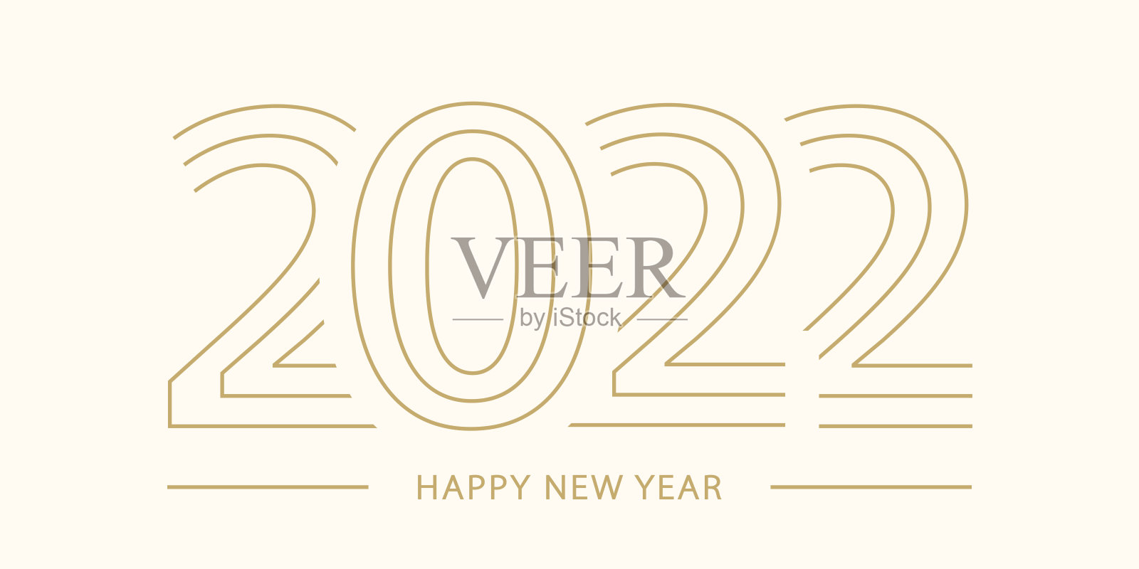 2022年新年快乐。2022现代文本向量豪华设计金色。设计元素图片